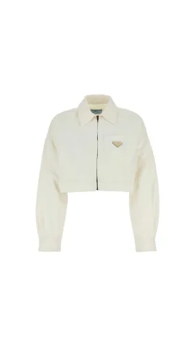 Denim Blouson Jacket - White