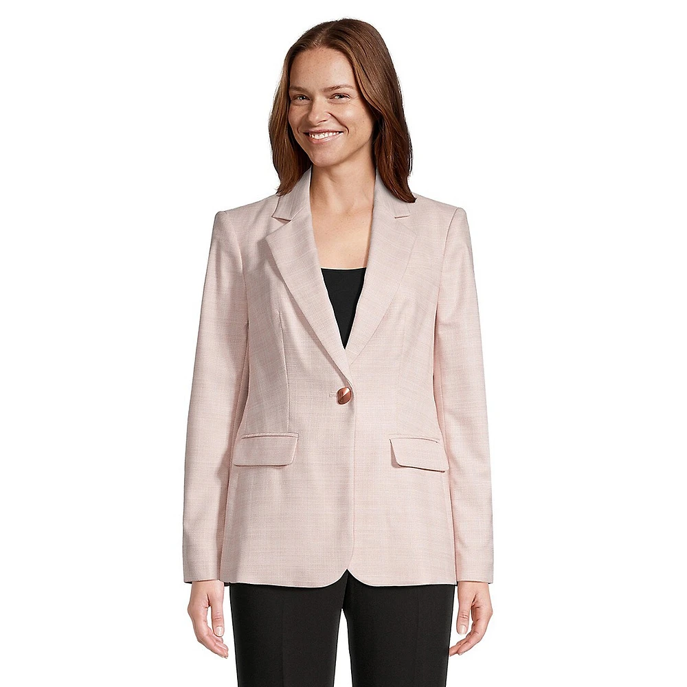 Donna Karan Textured Single-Breasted Blazer