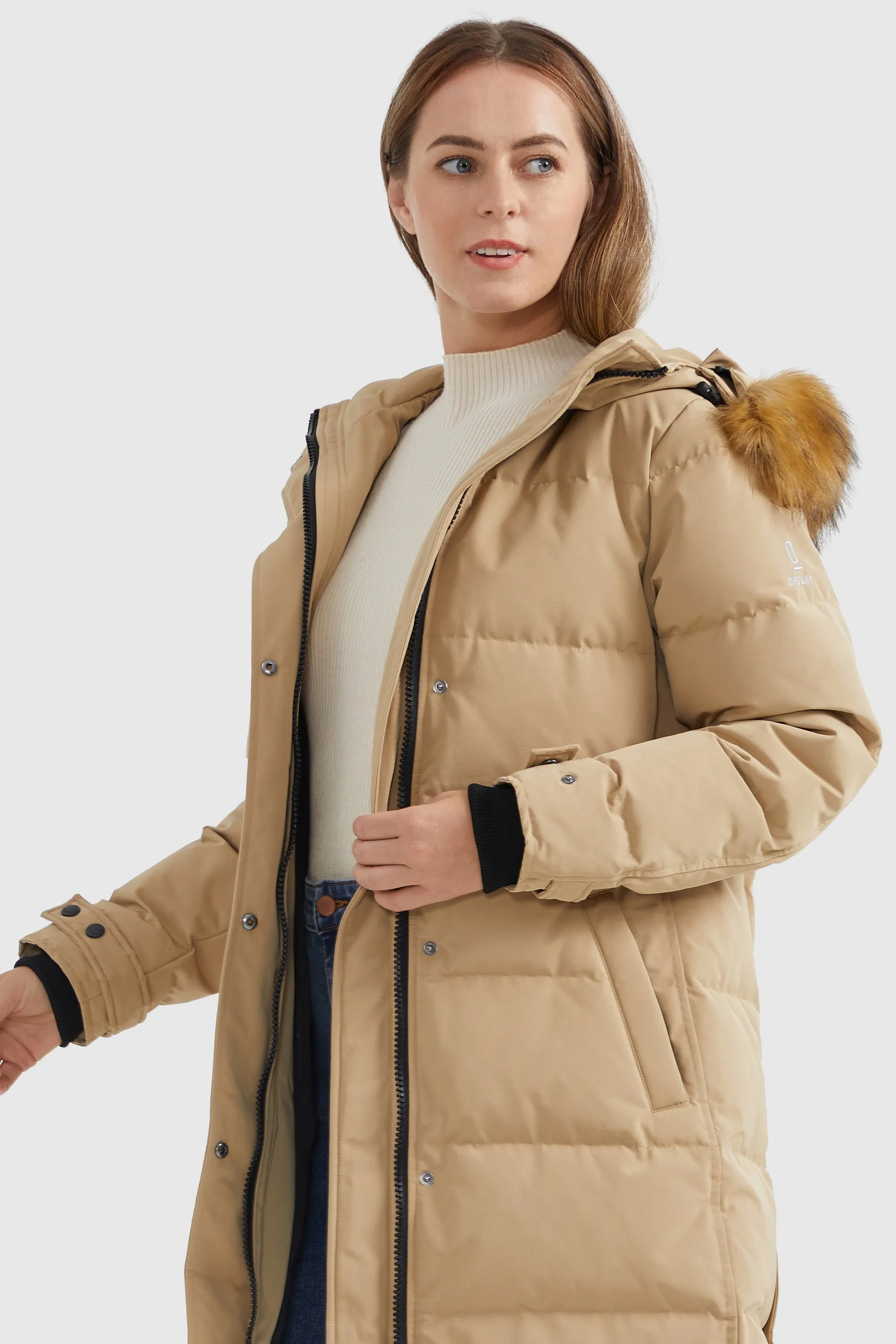 Drawstring Hooded Thickened Puffer Down Coat