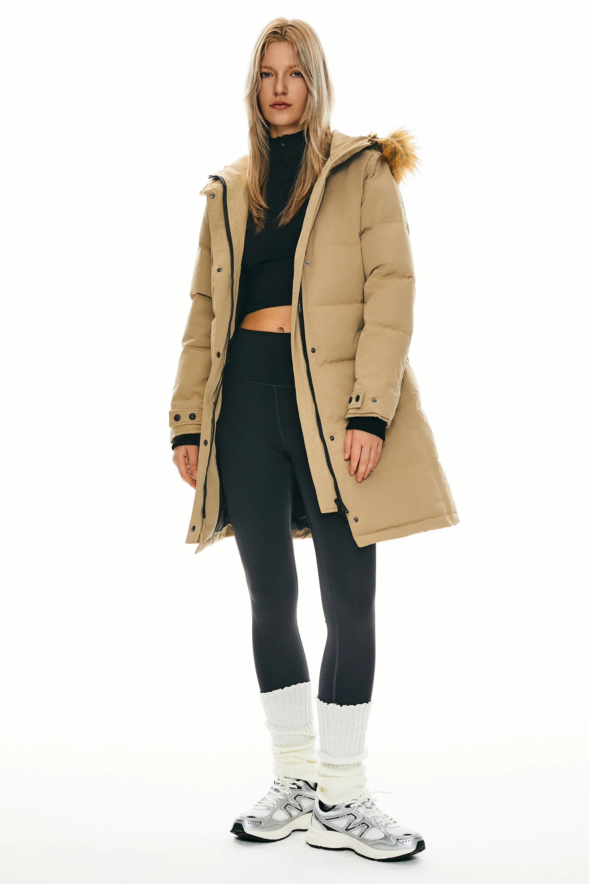 Drawstring Hooded Thickened Puffer Down Coat