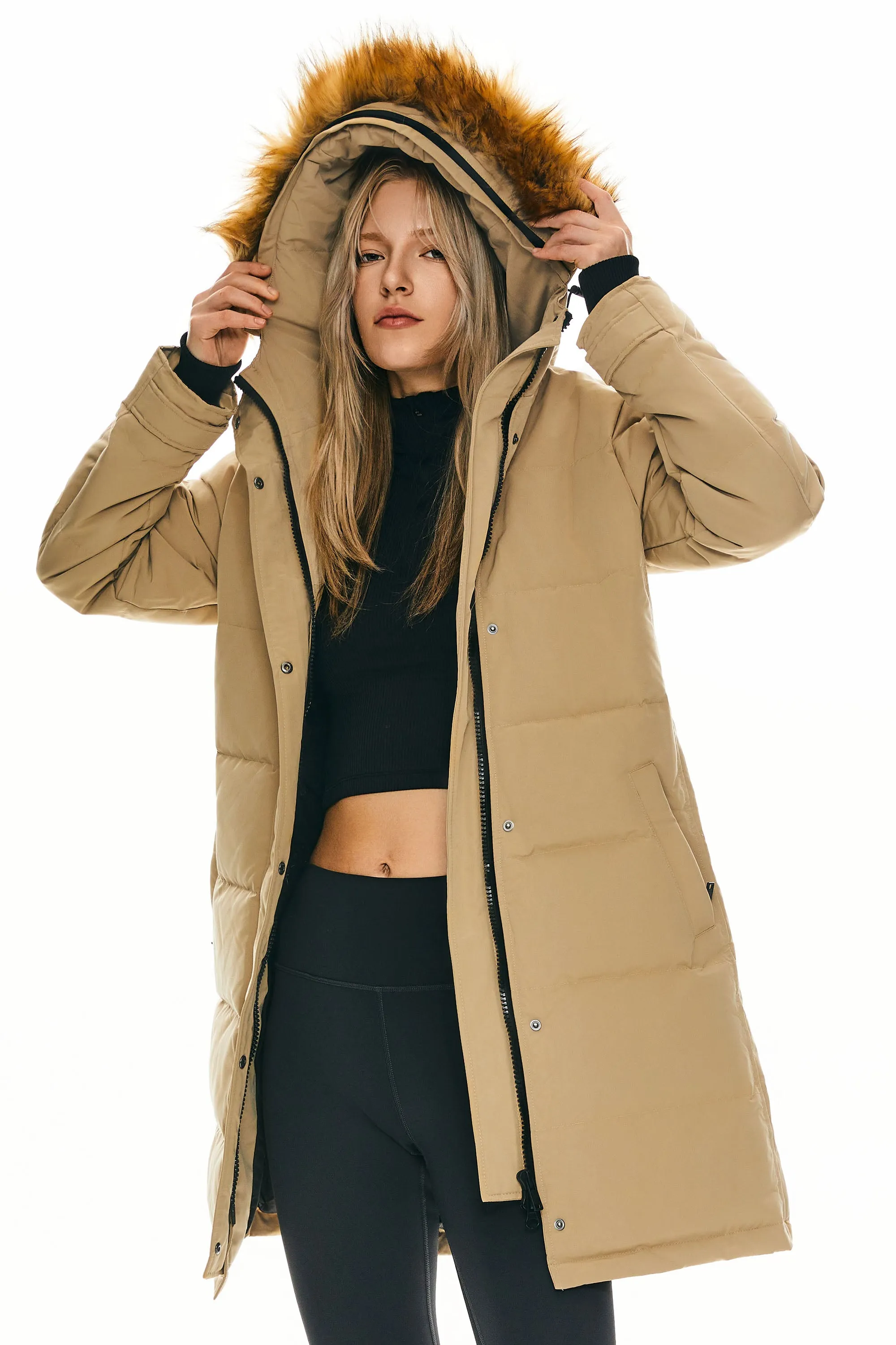 Drawstring Hooded Thickened Puffer Down Coat