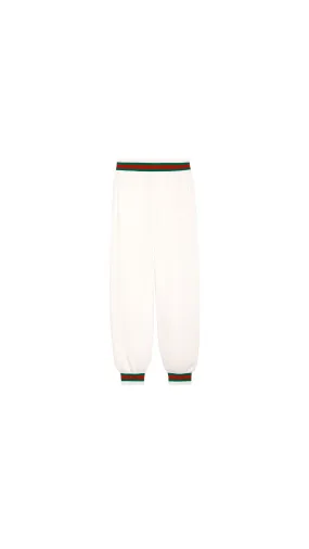 Elastic Waistband Wool Track Pants - White