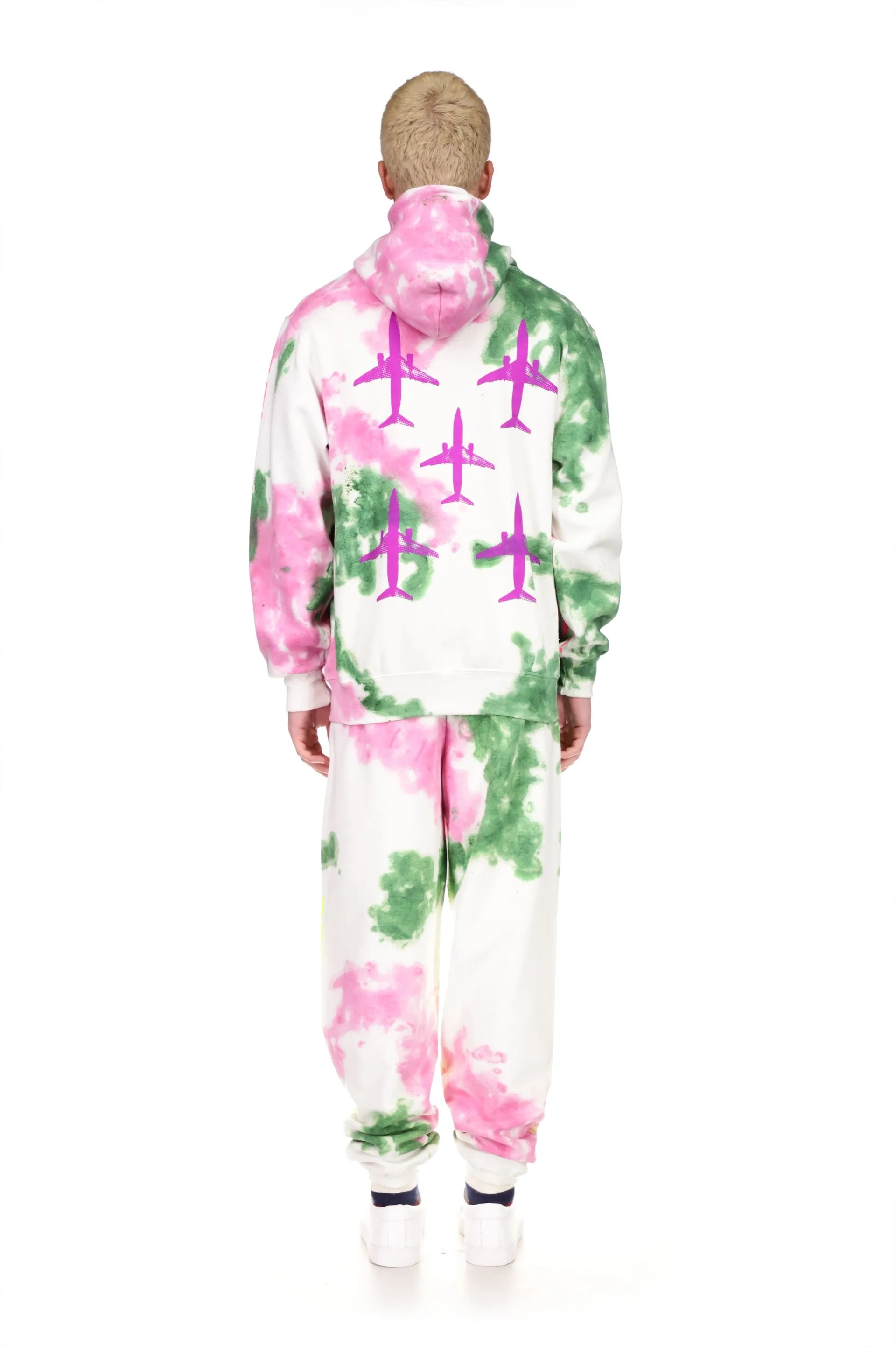 'EMBELLISHED STRAWBERRY FIELDS' TIE DYE SLIM HOODIE