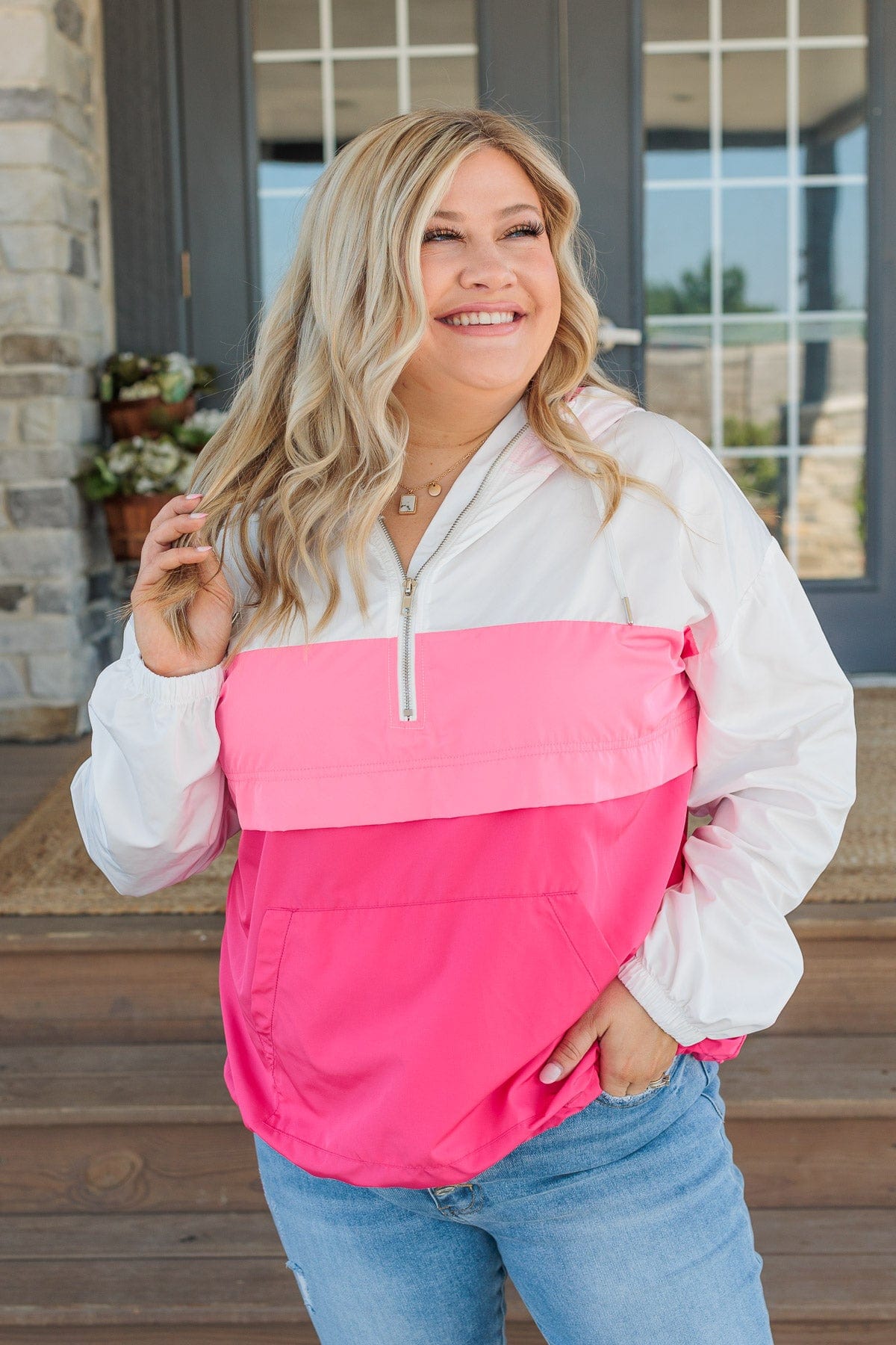 Explore The Unknown Color Block Windbreaker- Pink