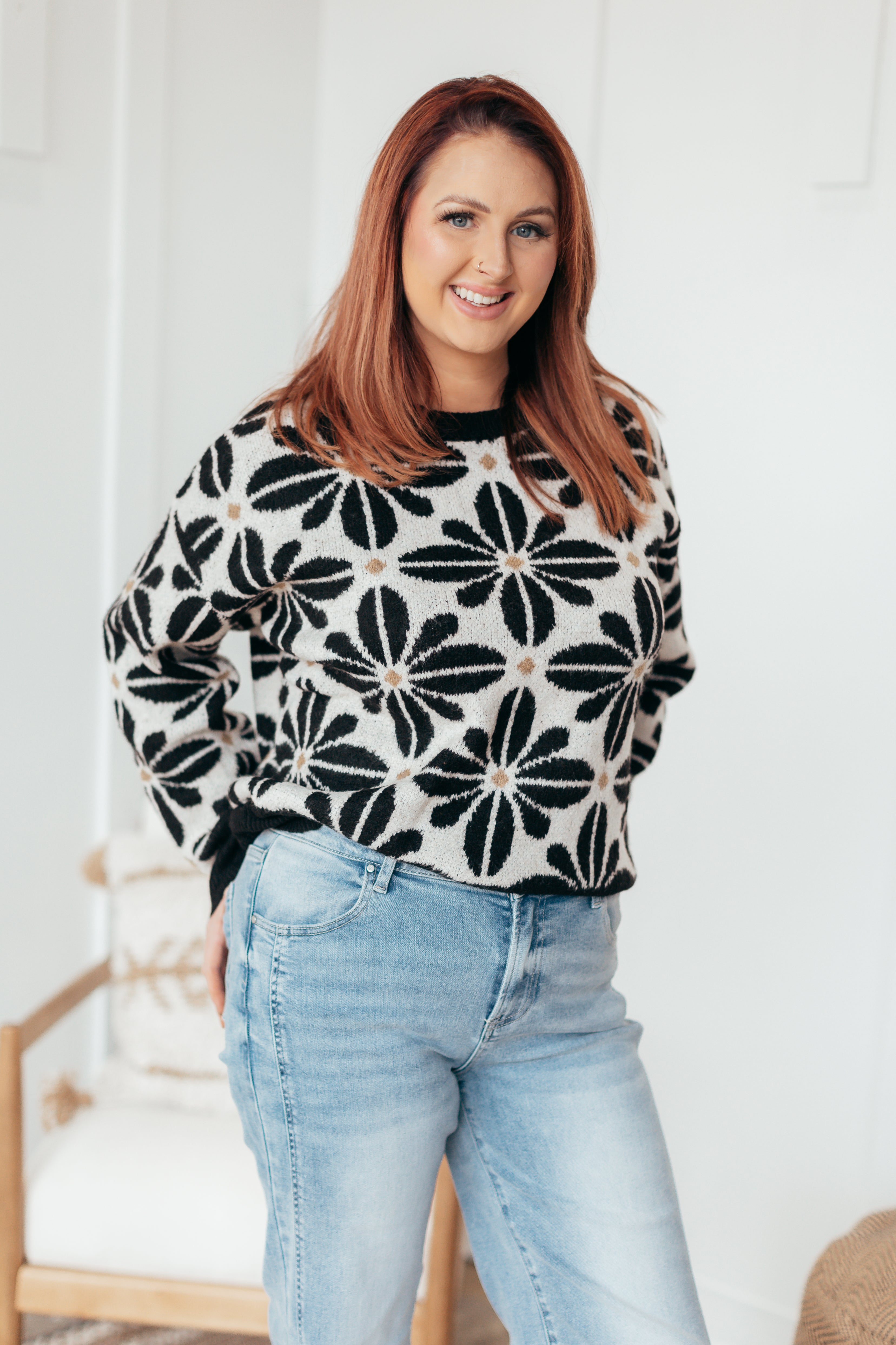 Fall Time Flower Sweater