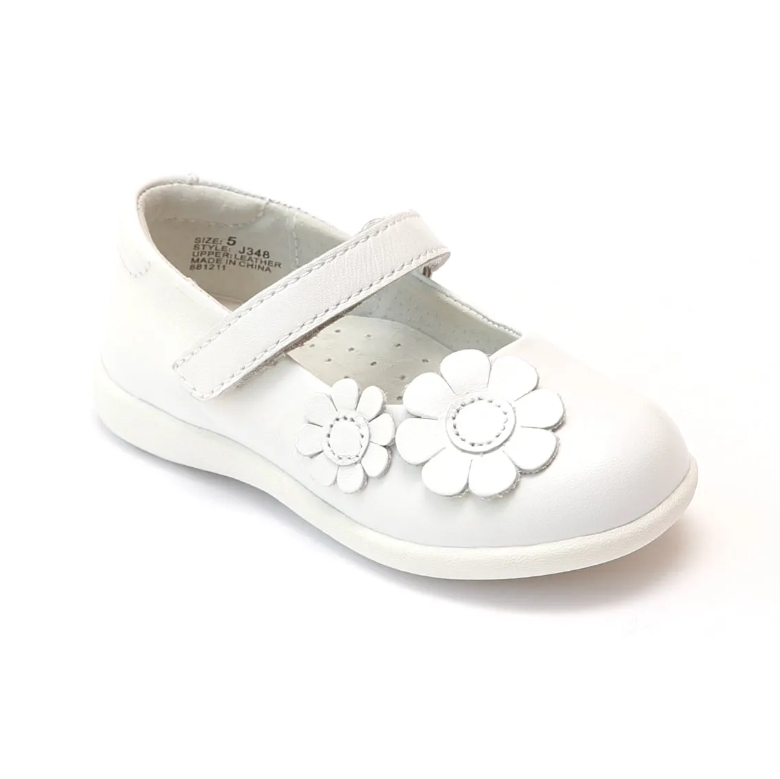 FINAL SALE - L'Amour Girls Flower Power White Sporty Mary Janes