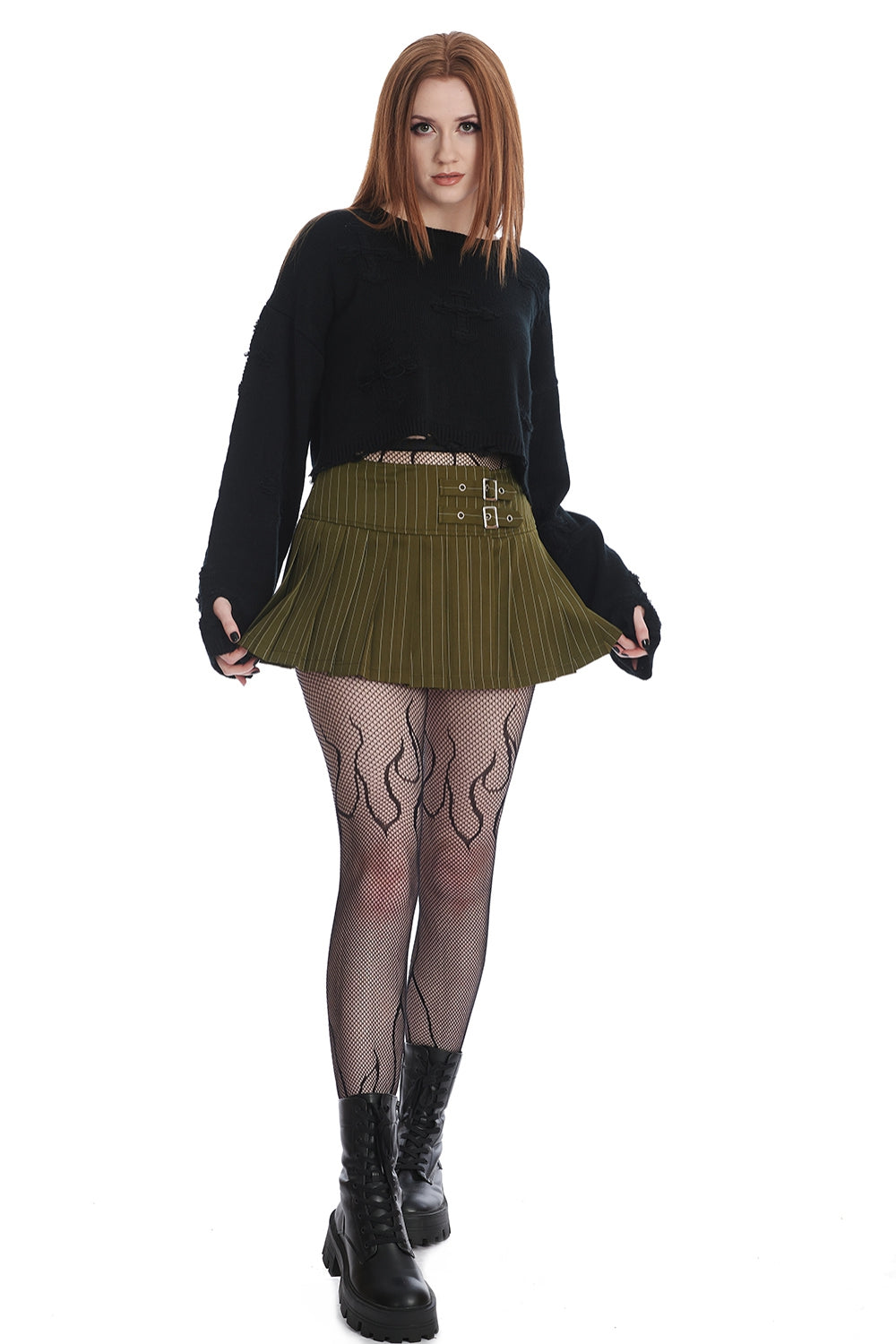 FLAMES FISHNET TIGHTS