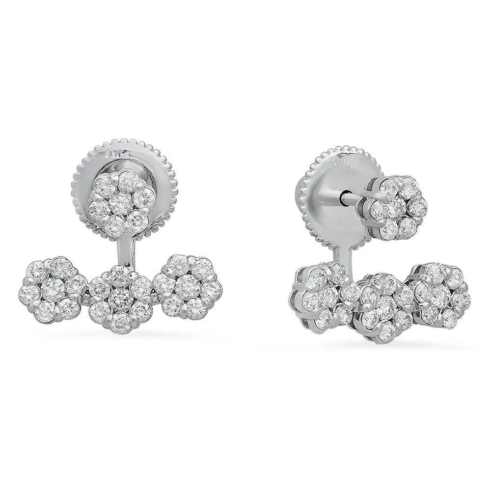 Flower Floating Diamond Ear Jackets