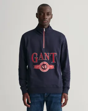 Gant Retro Crest Half Zip Sweater Evening Blue