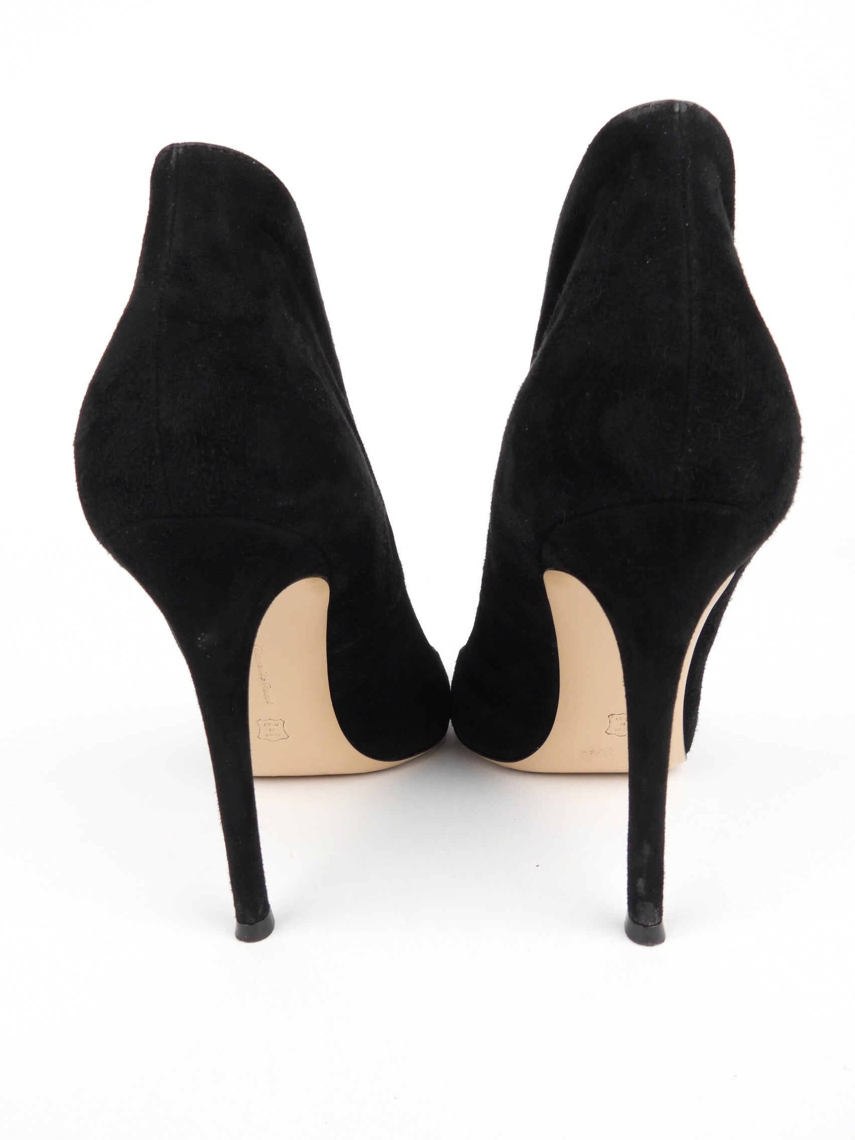 Gianvito Rossi Black Suede Vamp Pump Heeled Boots - 39.5