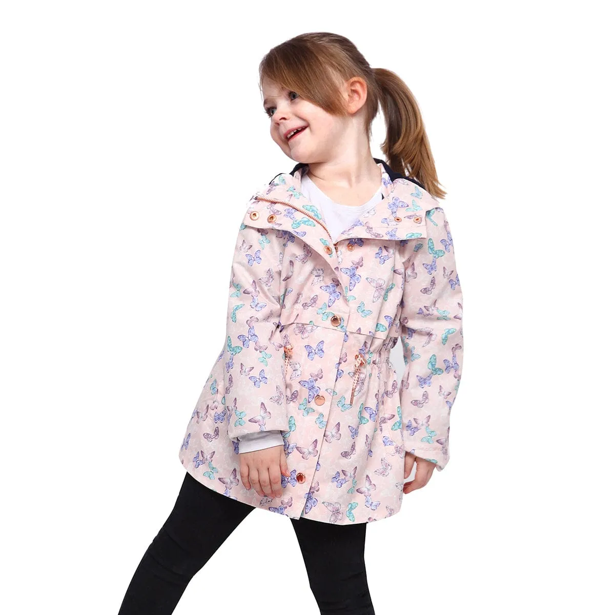 Girls' Casual Hooded Trench Coat Jacket