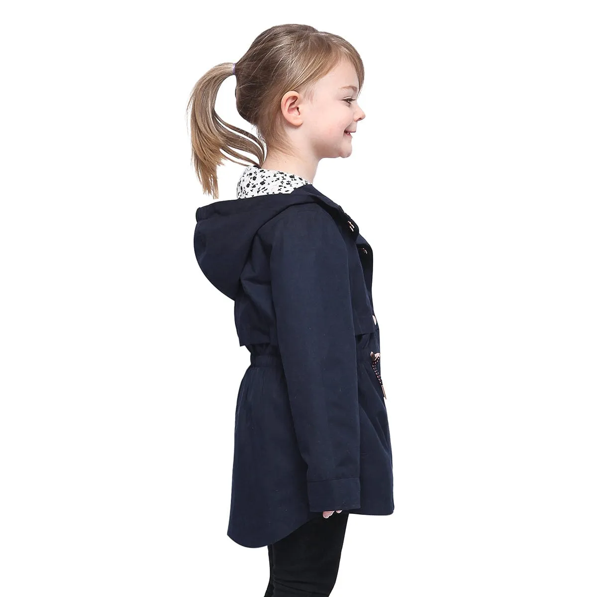 Girls' Casual Hooded Trench Coat Jacket