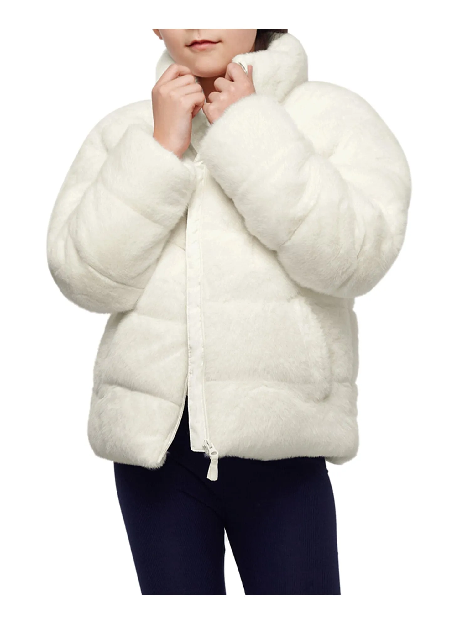 Girls' Teddy Sherpa Puffer Jacket Winter Coat