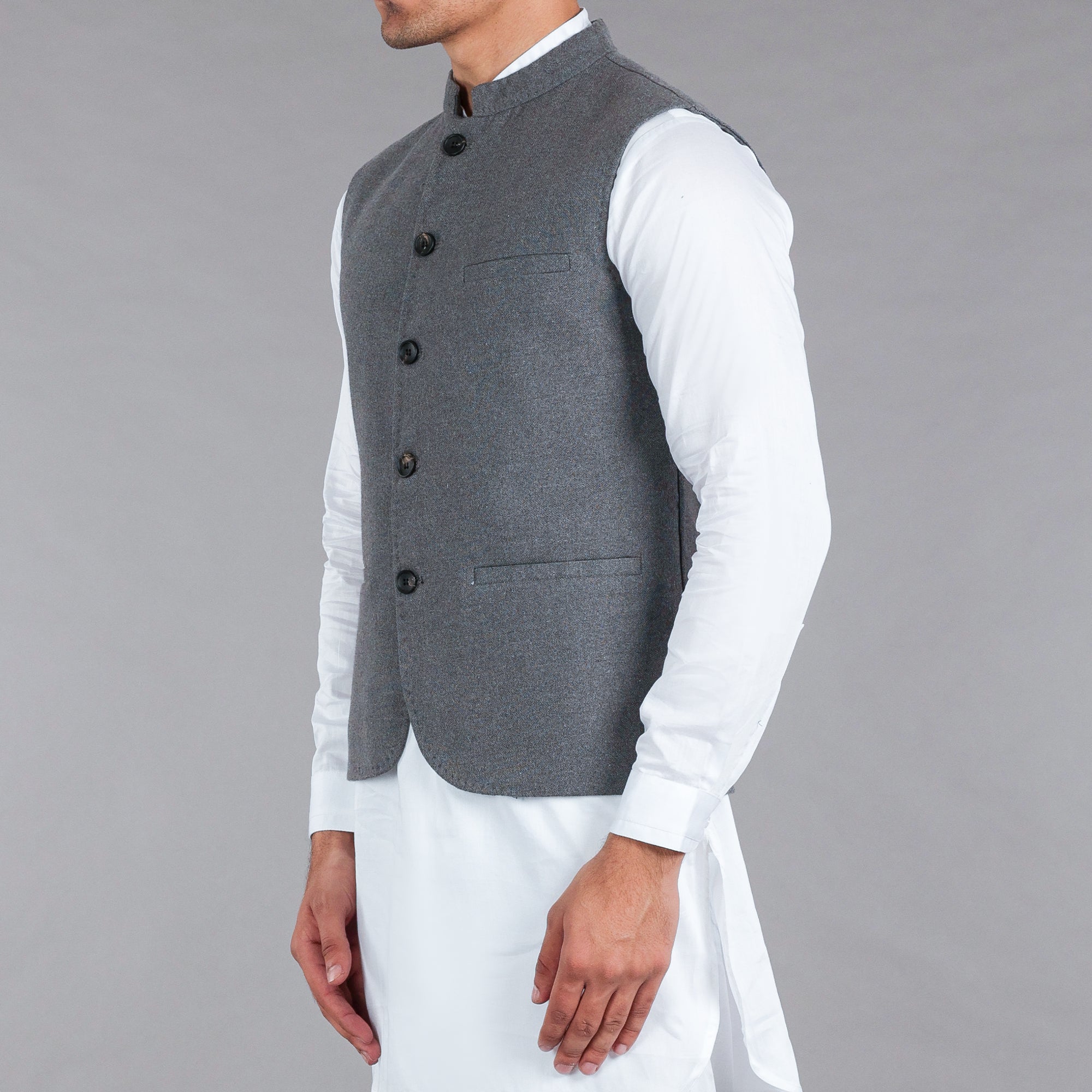 Grey Khaddar Waistcoat