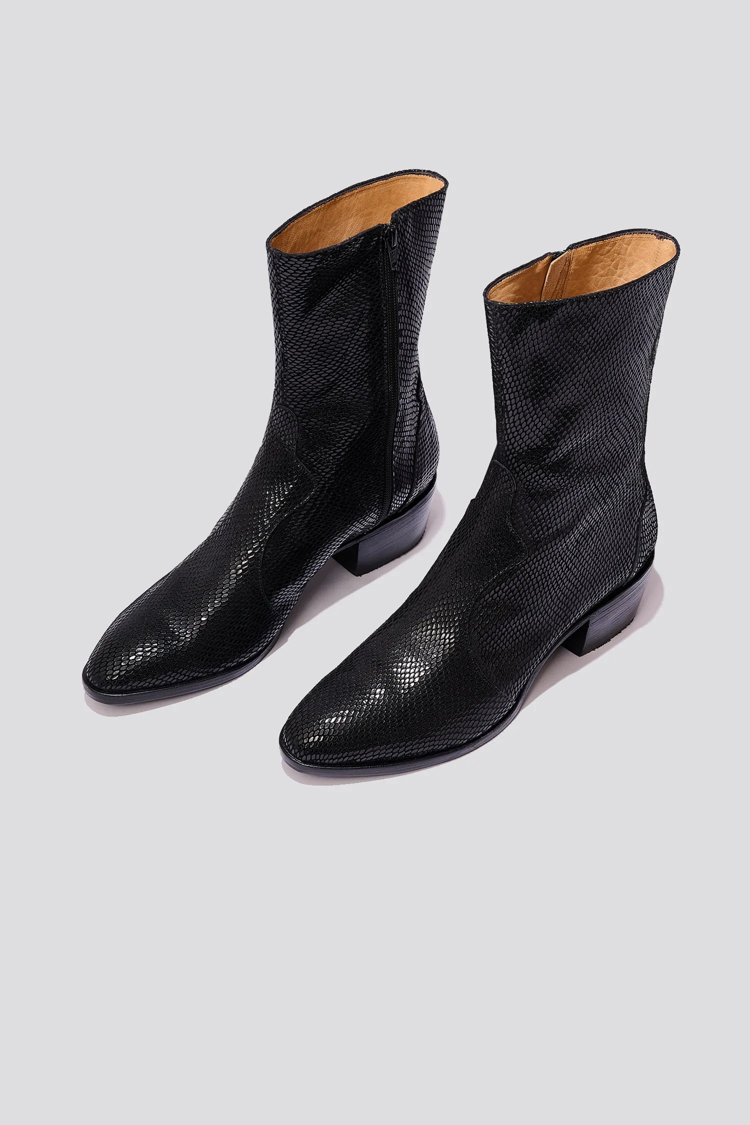 Guada Western Boot in Black Snake