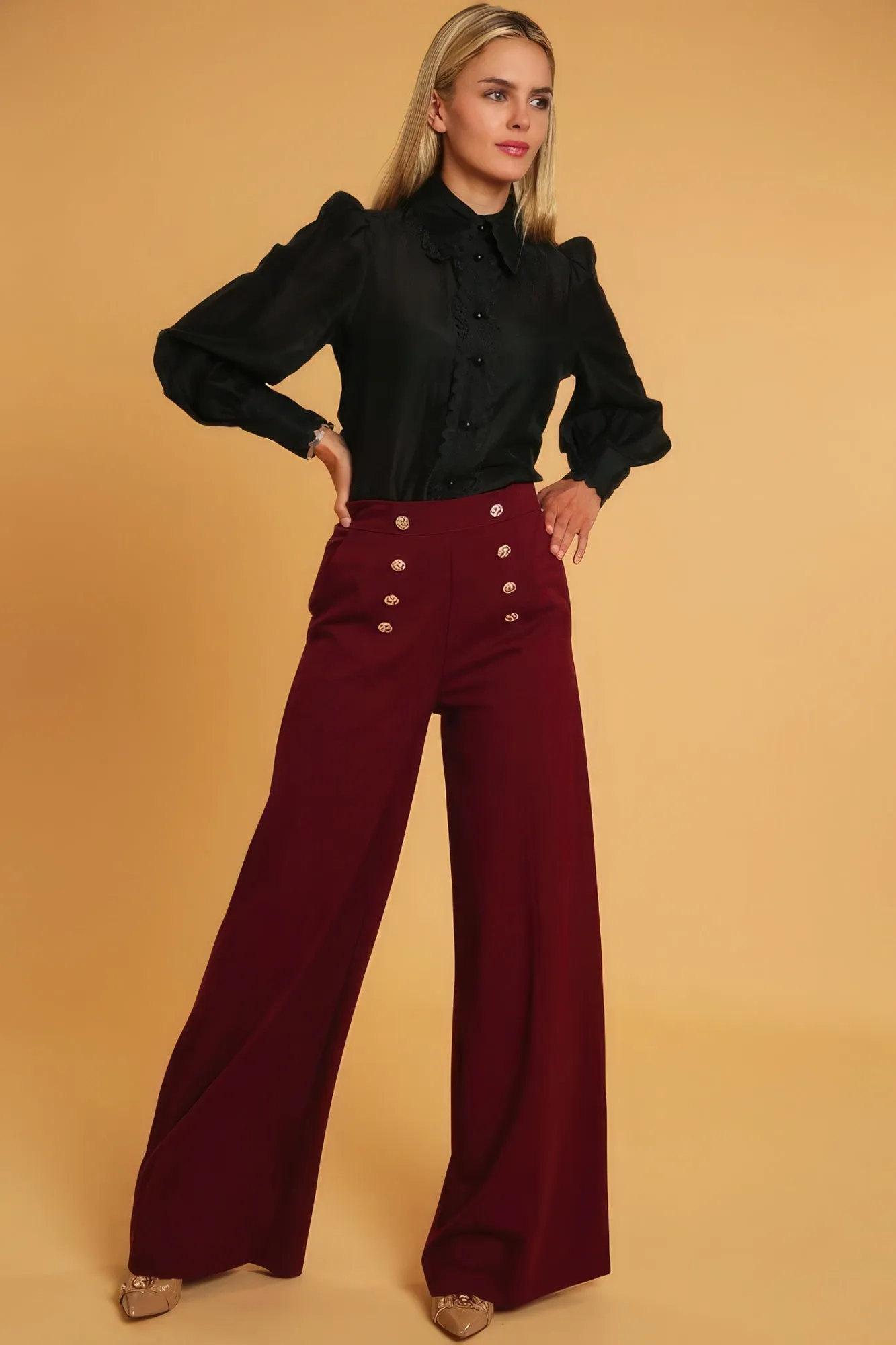 High Waisted Wide Leg Dress Pants