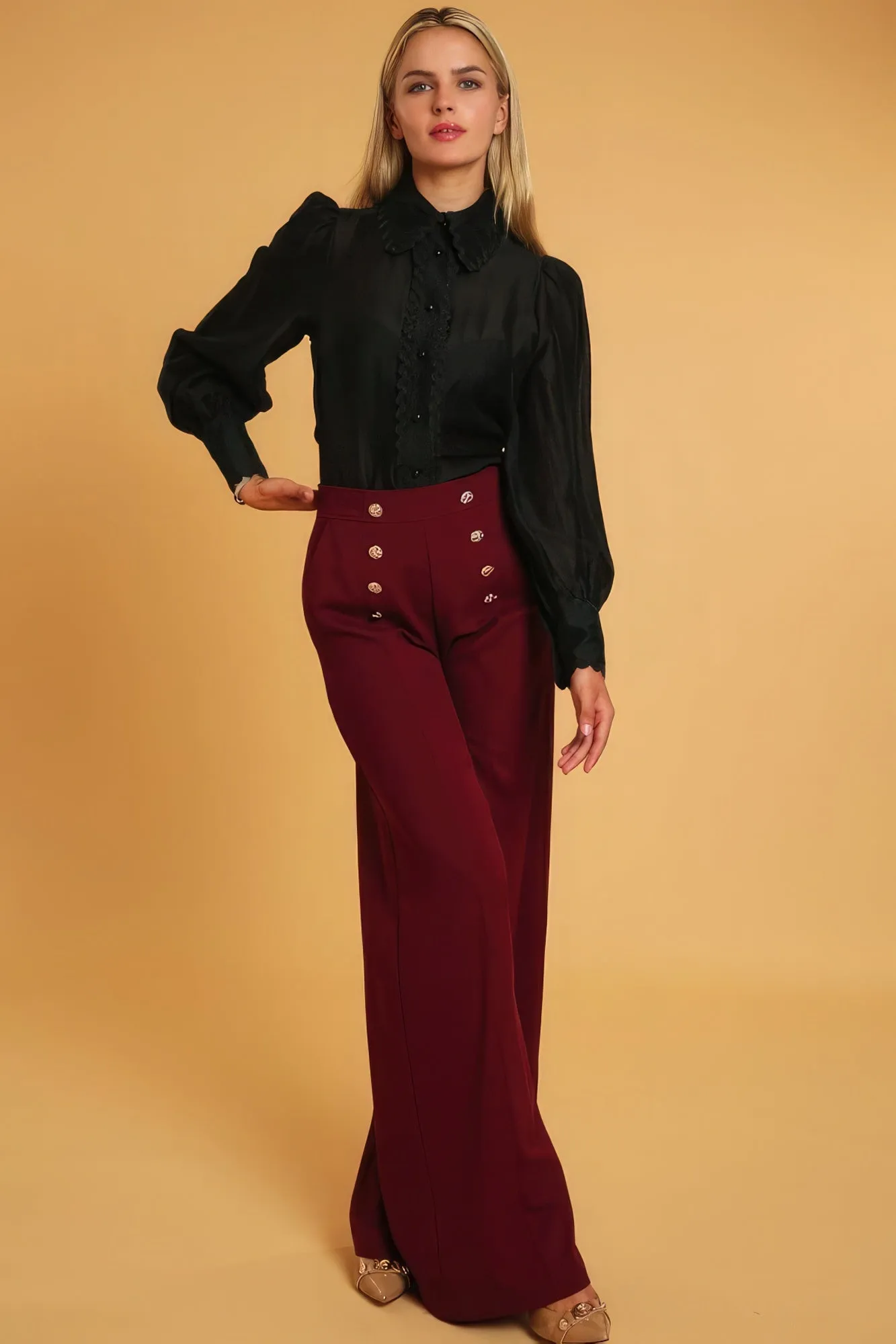 High Waisted Wide Leg Dress Pants