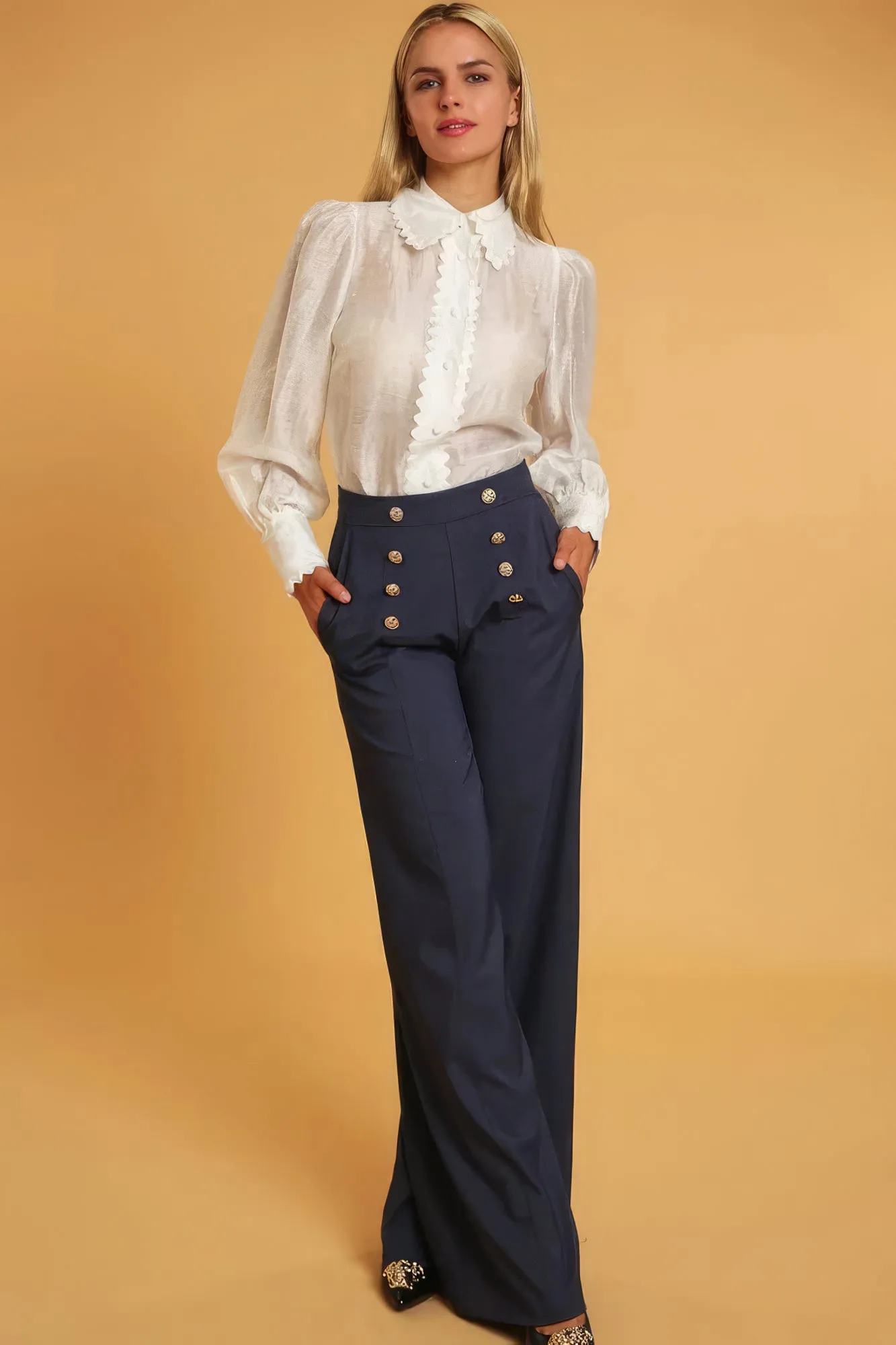 High Waisted Wide Leg Dress Pants