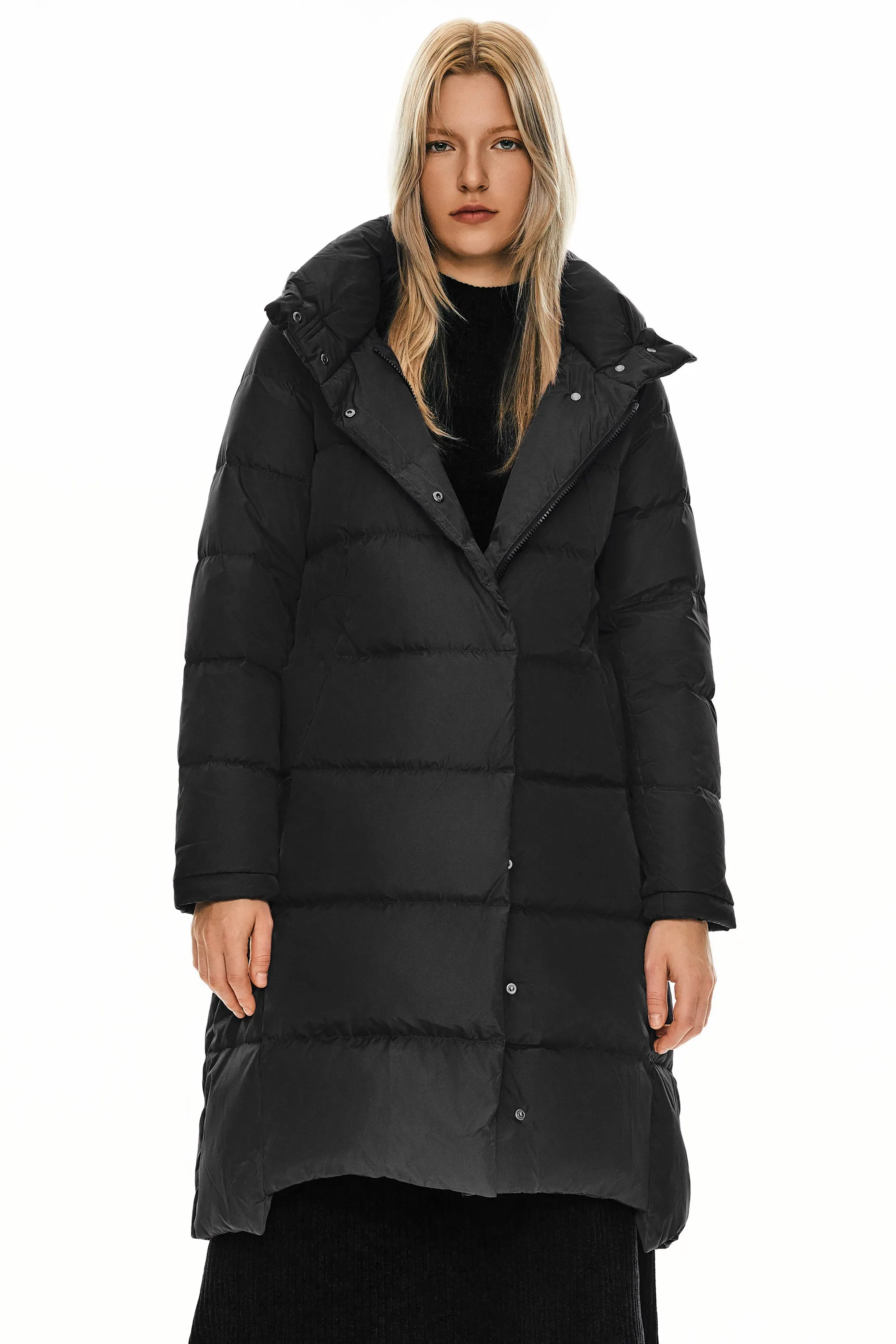 Hooded Winter Two-Way Zipper Down Coat