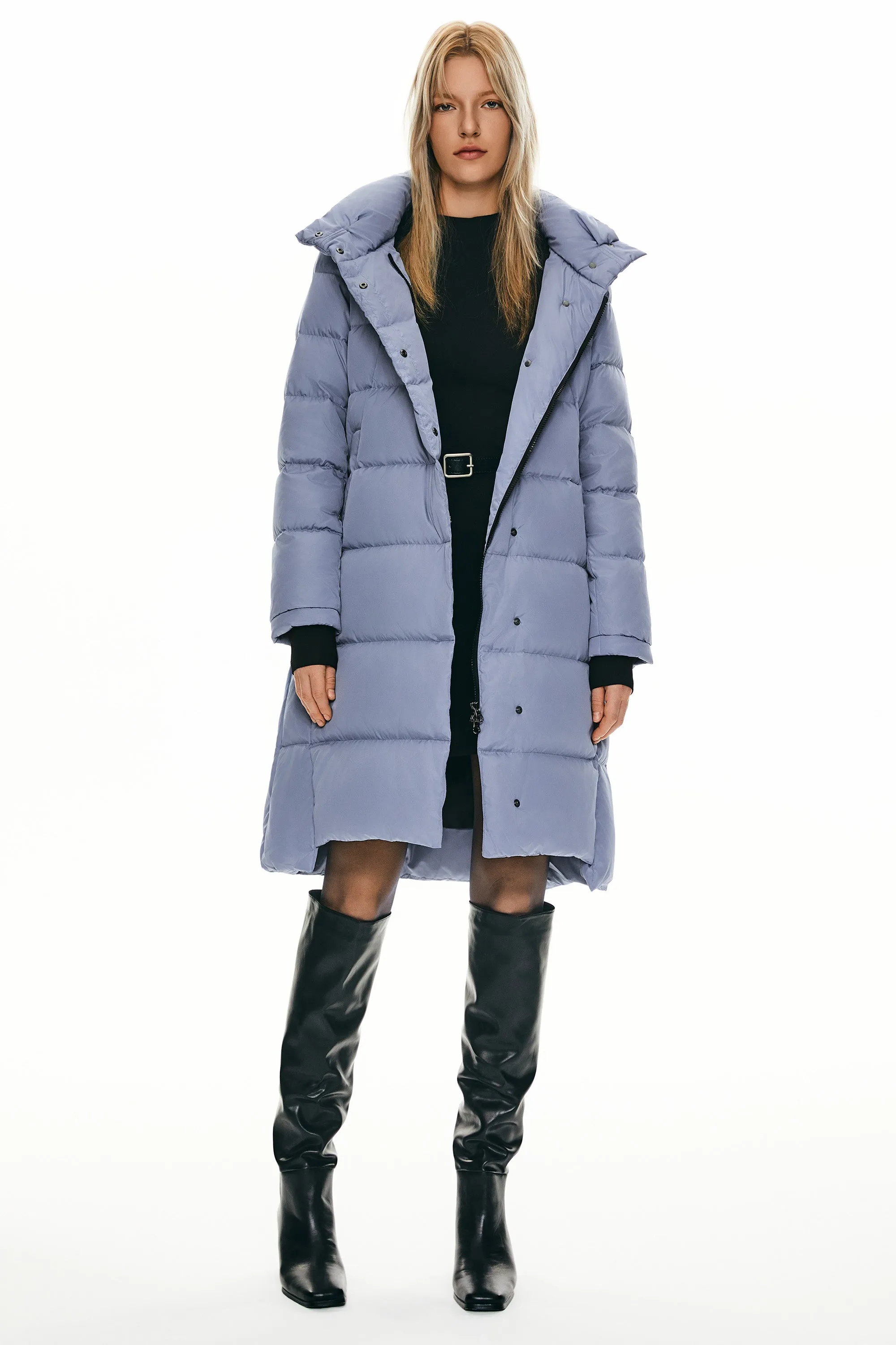 Hooded Winter Two-Way Zipper Down Coat