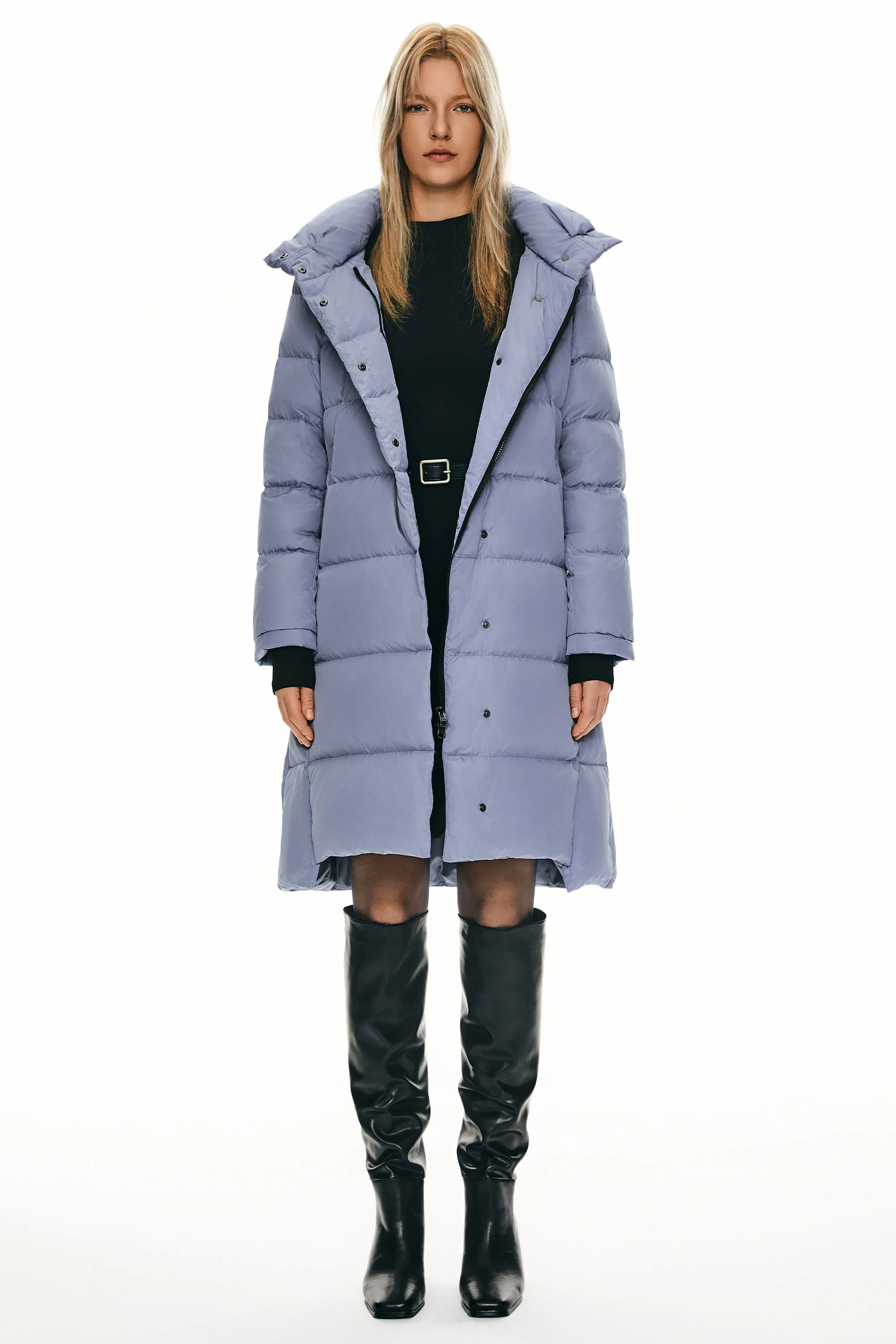 Hooded Winter Two-Way Zipper Down Coat