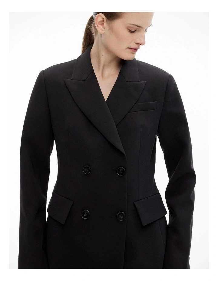 Hourglass Double-breasted Blazer in Black