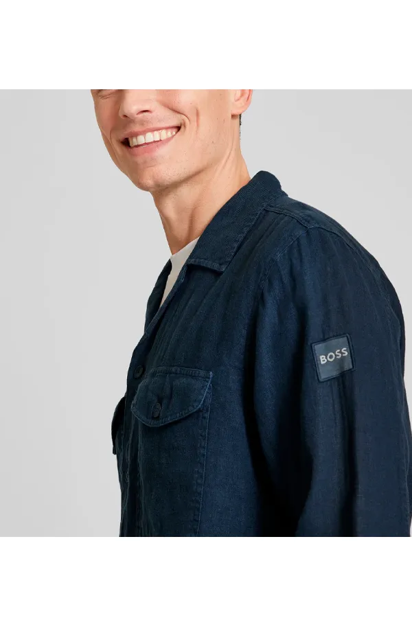 Hugo Boss Linen Overshirt Navy