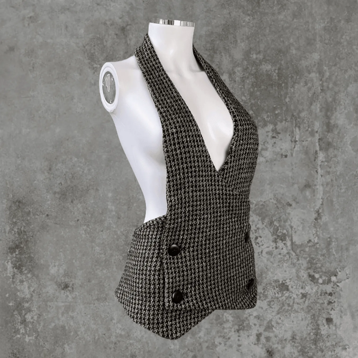 KAPITAL JAPAN HOUNDSTOOTH KNIT WAISTCOAT