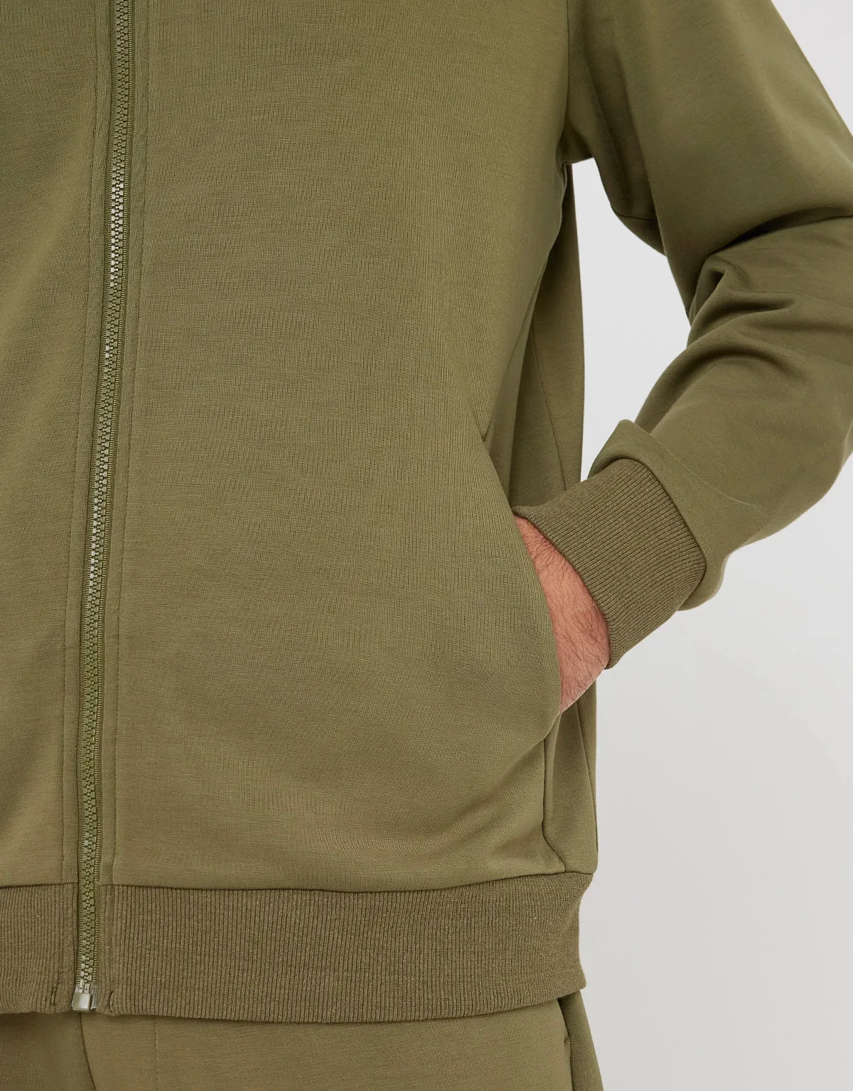 Khaki Zip-Up Hoodie - Sailsud