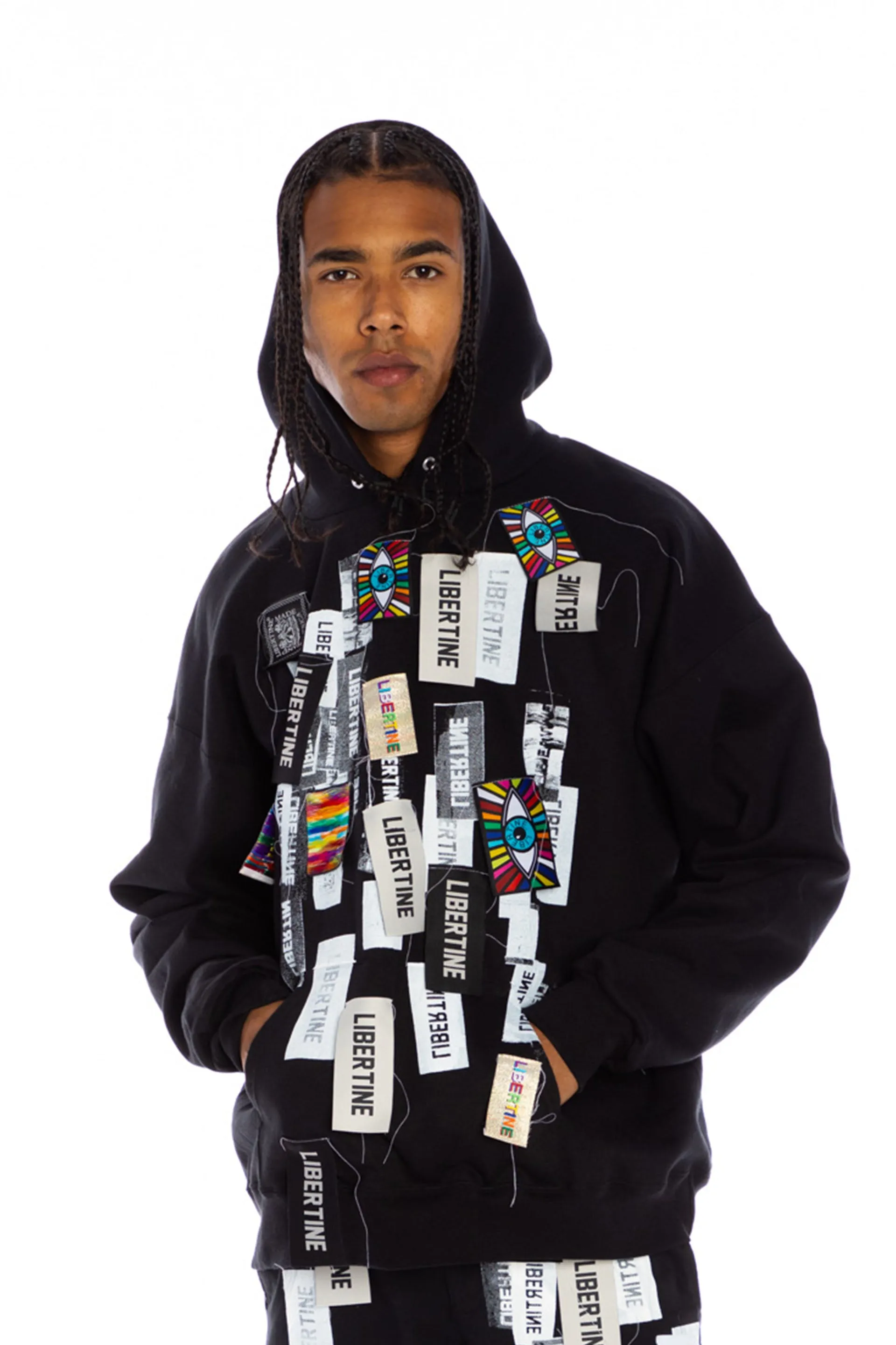 'LABEL MANIA' HOODIE PULLOVER SWEATSHIRT