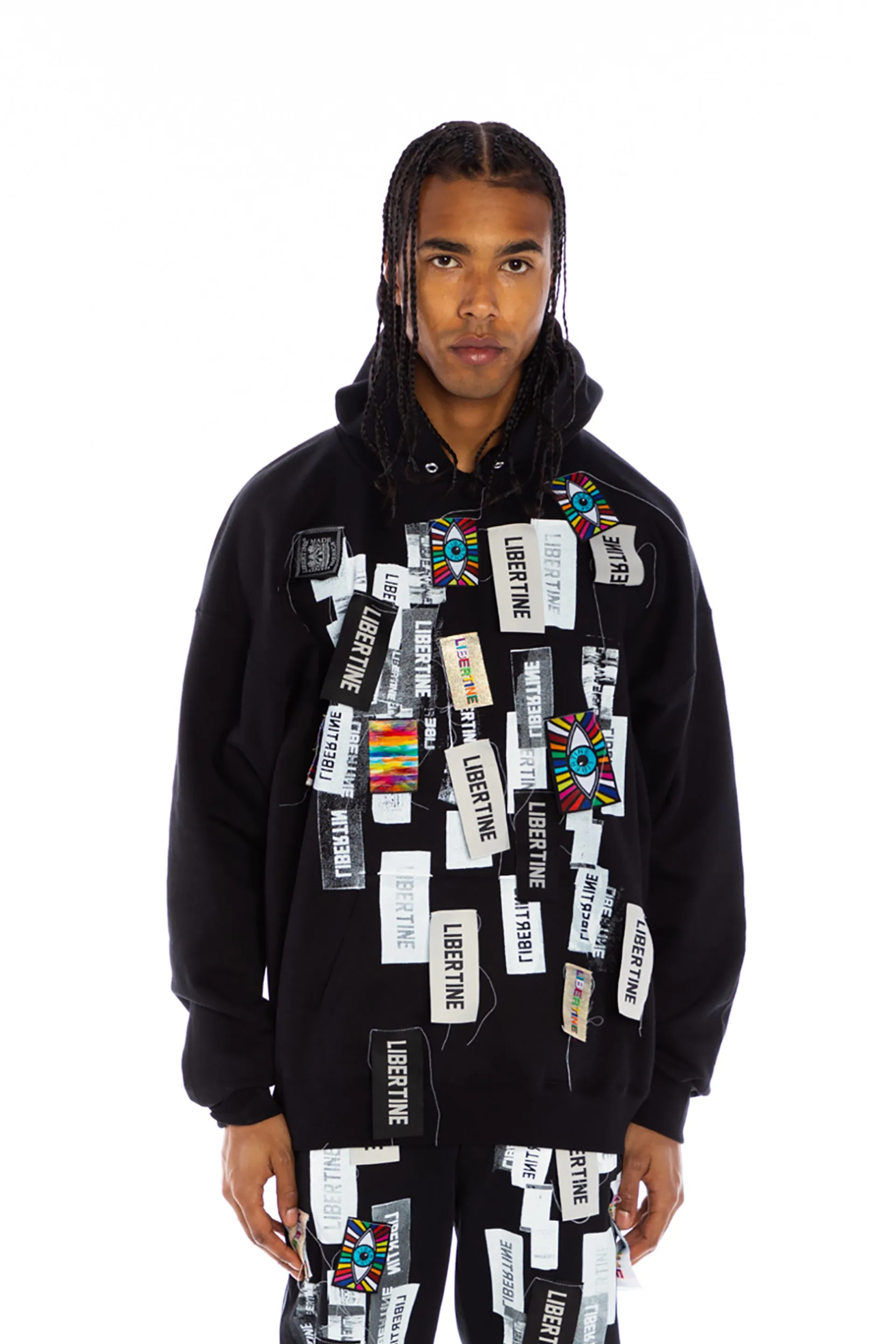 'LABEL MANIA' HOODIE PULLOVER SWEATSHIRT