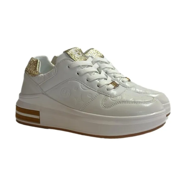 Laura Biagiotti 8400 Sneakers Donna Platform CALF Bianco Oro