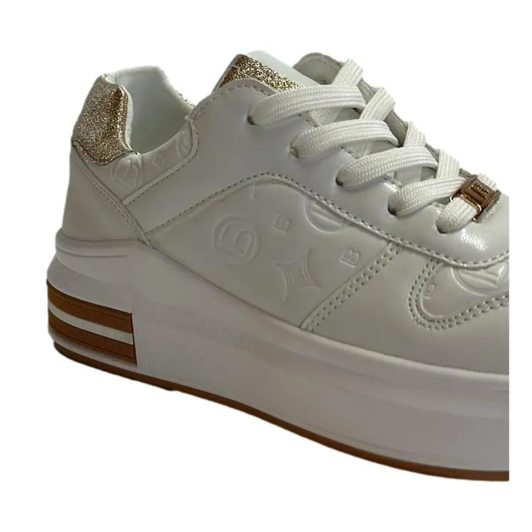 Laura Biagiotti 8400 Sneakers Donna Platform CALF Bianco Oro