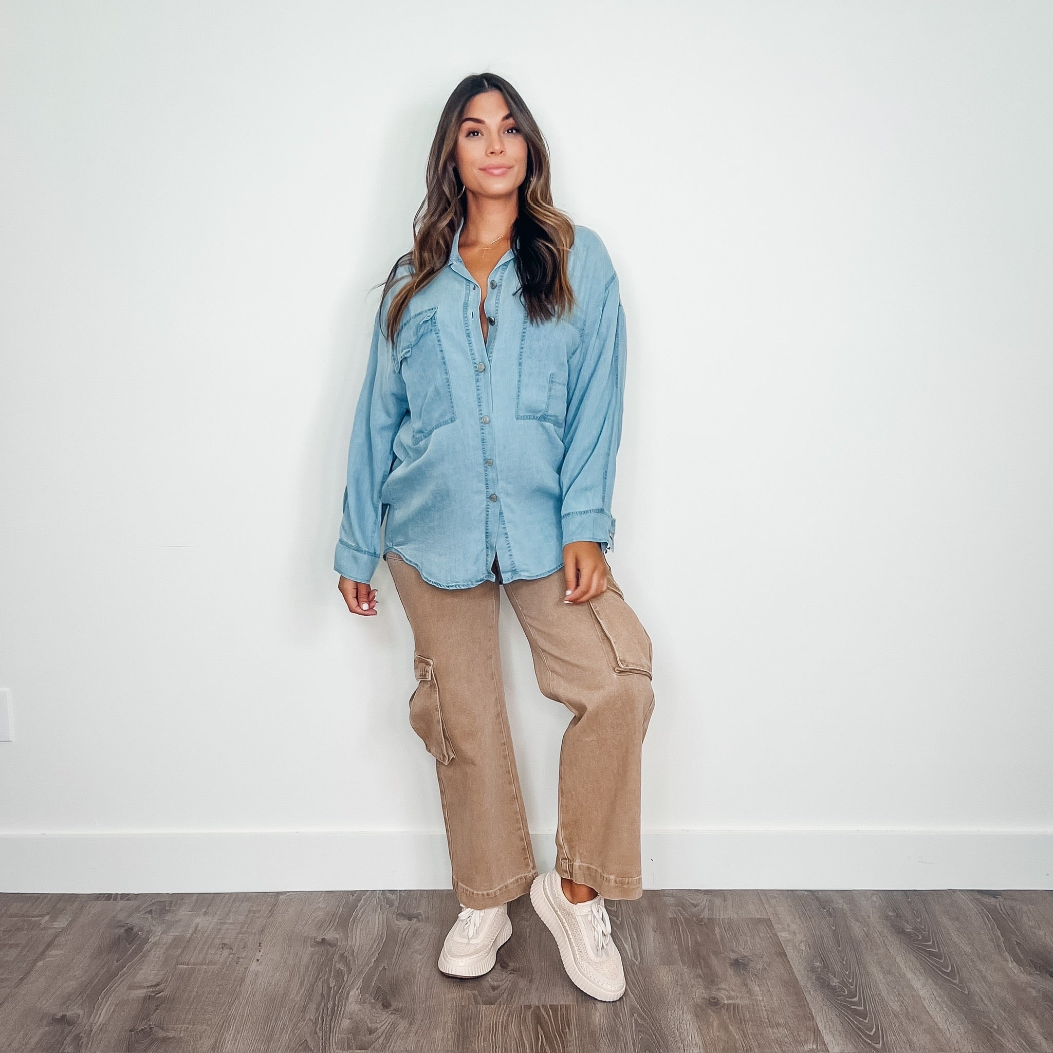 Laurel Cargo Top Blue Denim