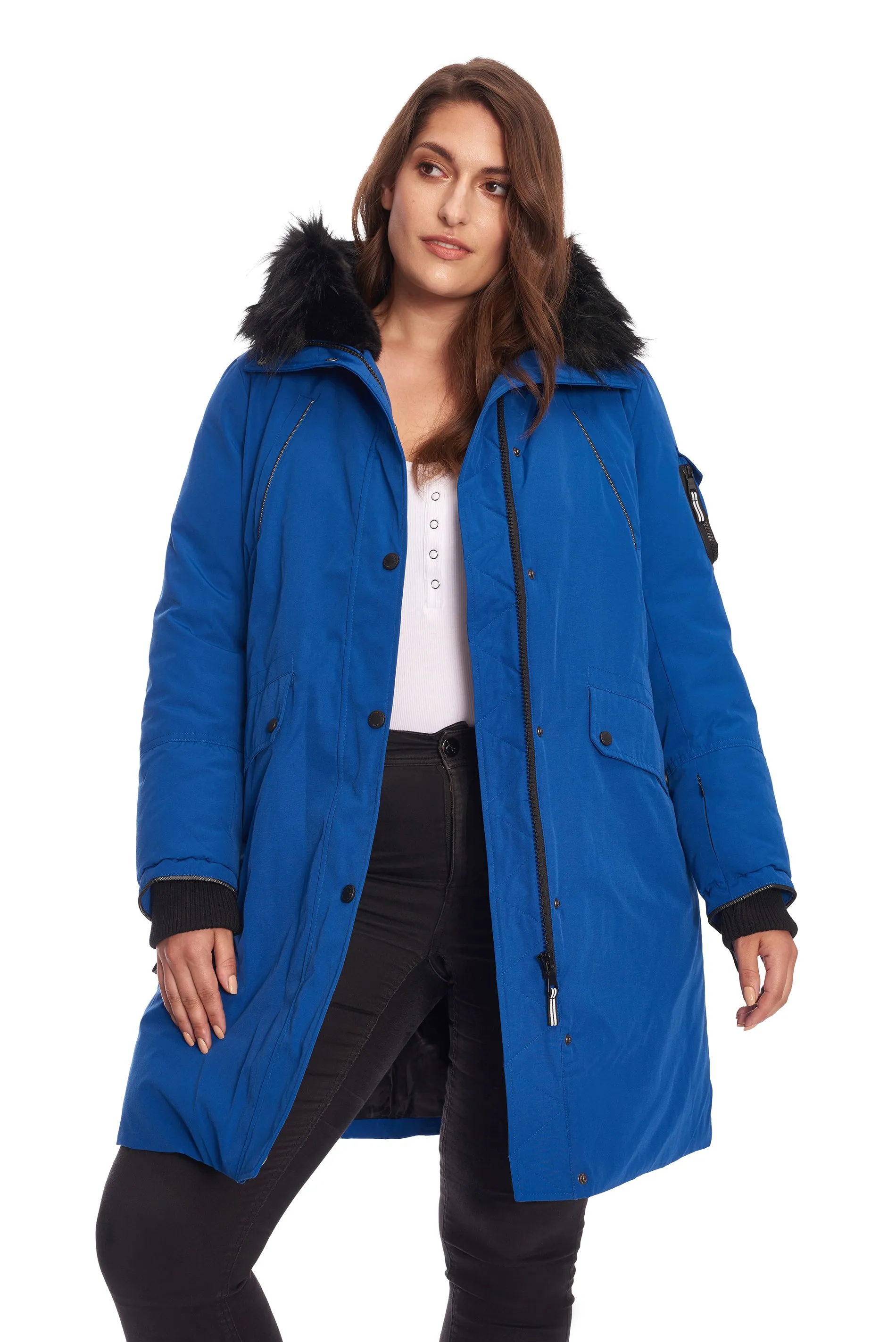 LAURENTIAN PLUS | WOMEN'S VEGAN DOWN (RECYCLED) LONG PARKA, COBALT (PLUS SIZE)