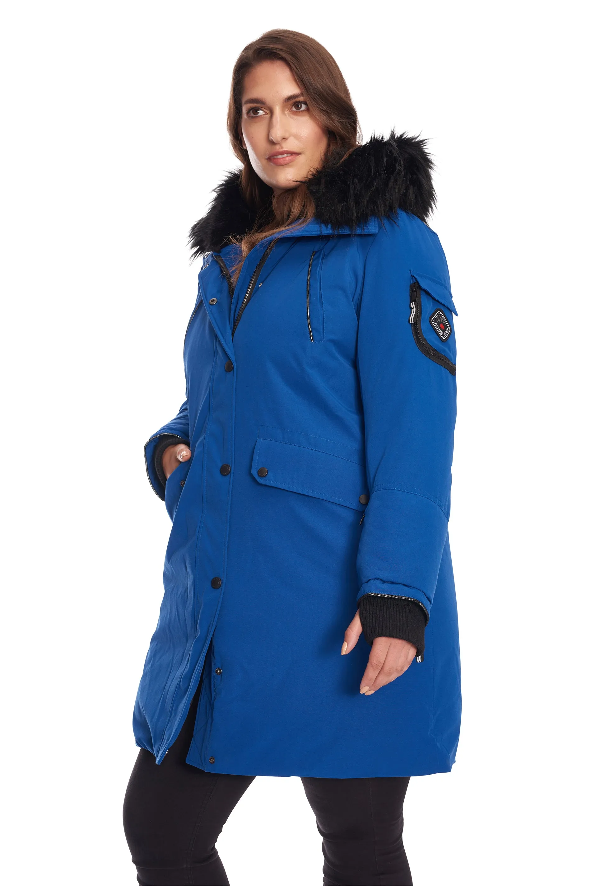 LAURENTIAN PLUS | WOMEN'S VEGAN DOWN (RECYCLED) LONG PARKA, COBALT (PLUS SIZE)