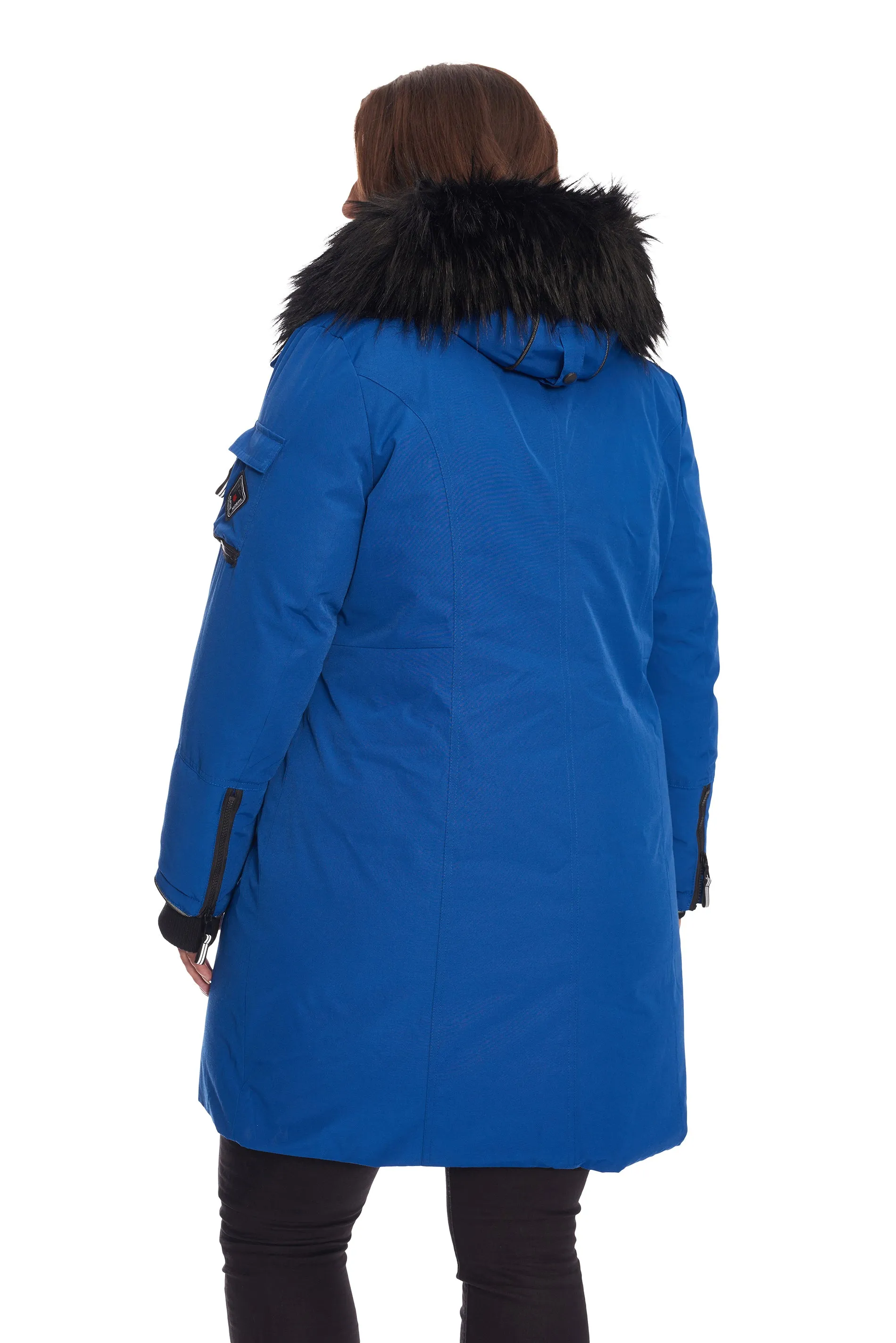 LAURENTIAN PLUS | WOMEN'S VEGAN DOWN (RECYCLED) LONG PARKA, COBALT (PLUS SIZE)