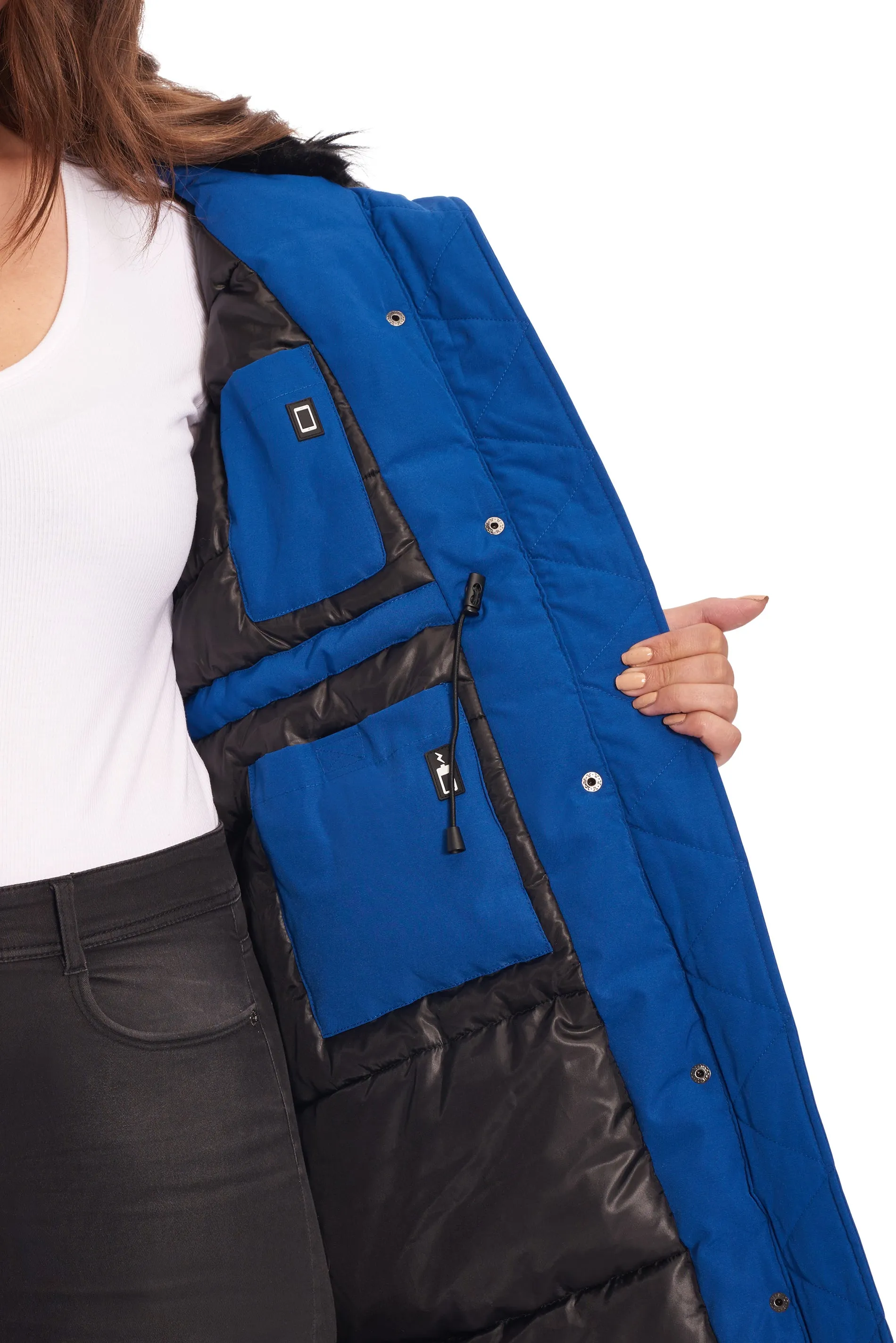 LAURENTIAN PLUS | WOMEN'S VEGAN DOWN (RECYCLED) LONG PARKA, COBALT (PLUS SIZE)