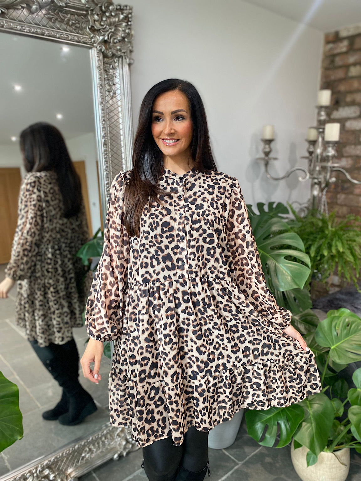 Leopard Pattern Button Dress Marley