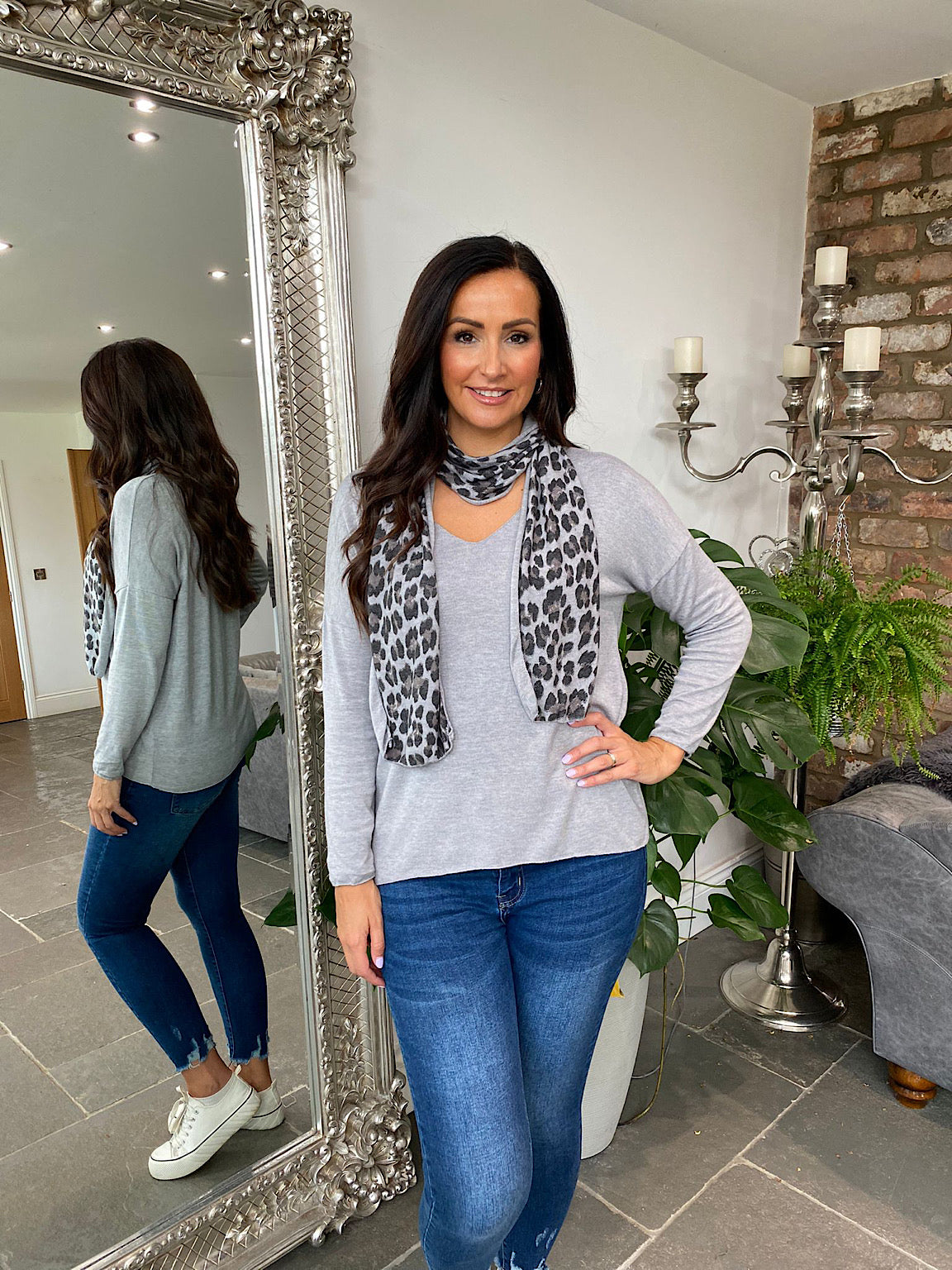 Leopard Print Scarf Top Flora