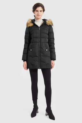 Light Down Jacket Fur Trim Hooded Coat