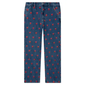 Logo Pattern Denim Pants - Washed Blue