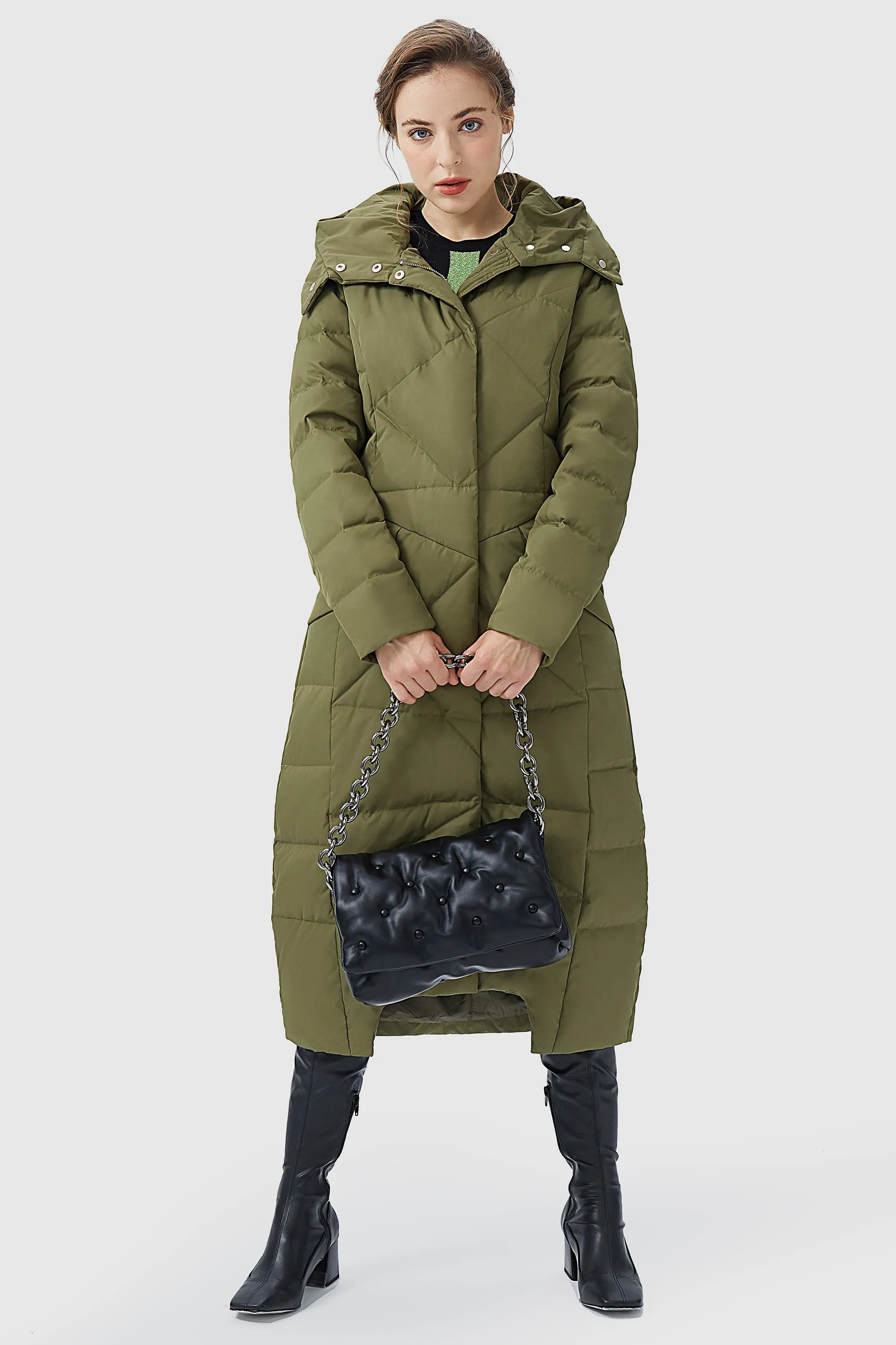 Long Maxi Down Coat with Hood