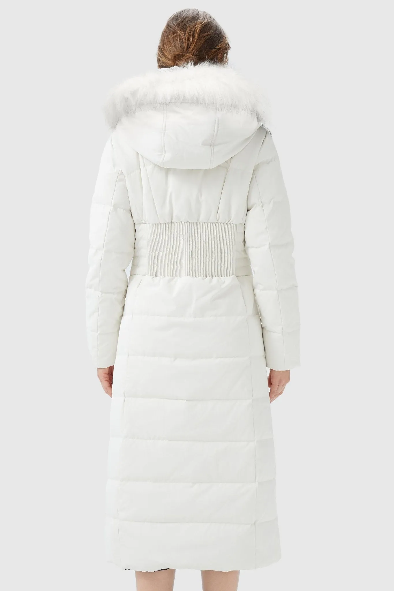 Long Puffer Coat with Hood Fur