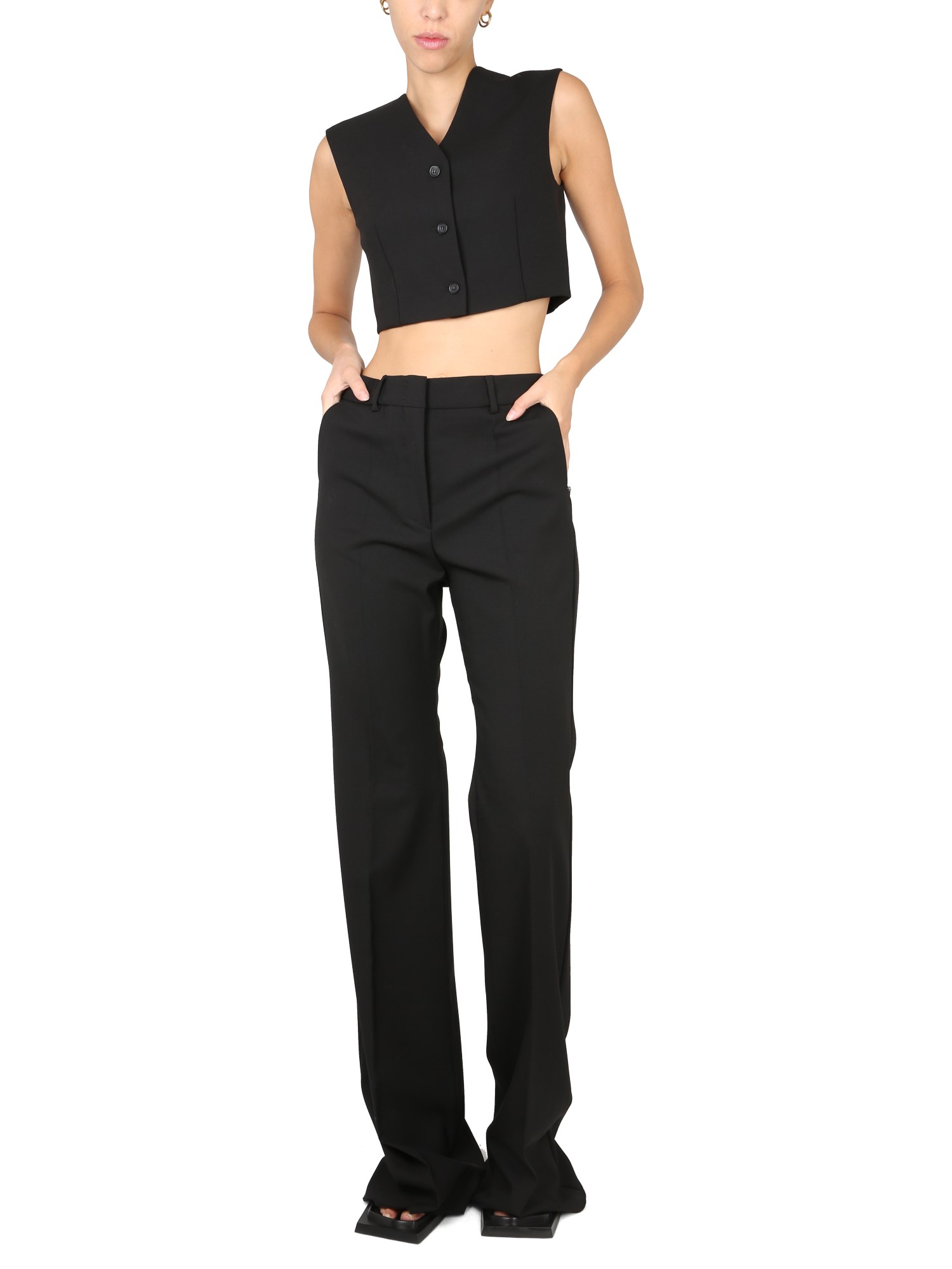 MAX MARA    STRETCH WOOL CANVAS PANTS