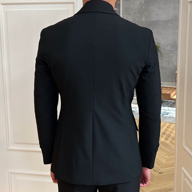 Men's Italian Designer Solid Metal Buckle Partywear Wedding Blazer