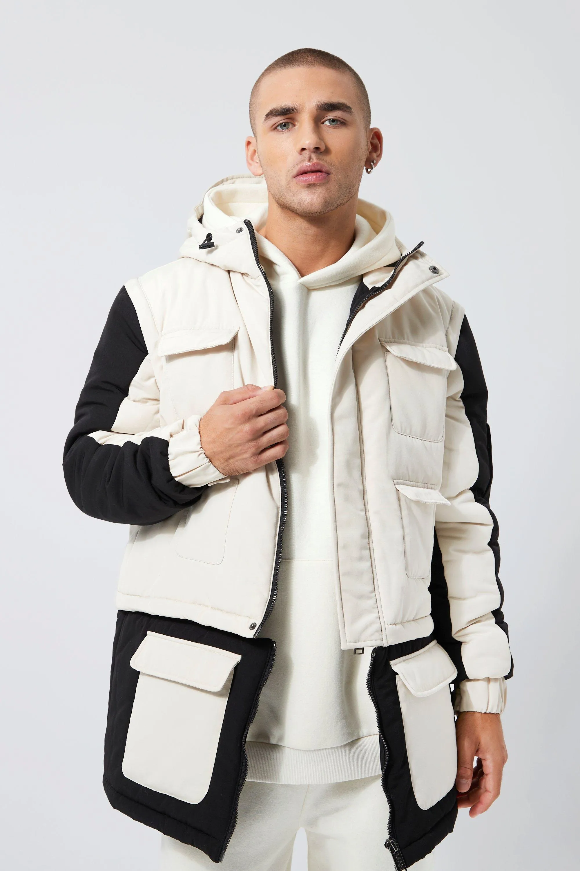 Multi Functional Zip Off Colorblock Parka