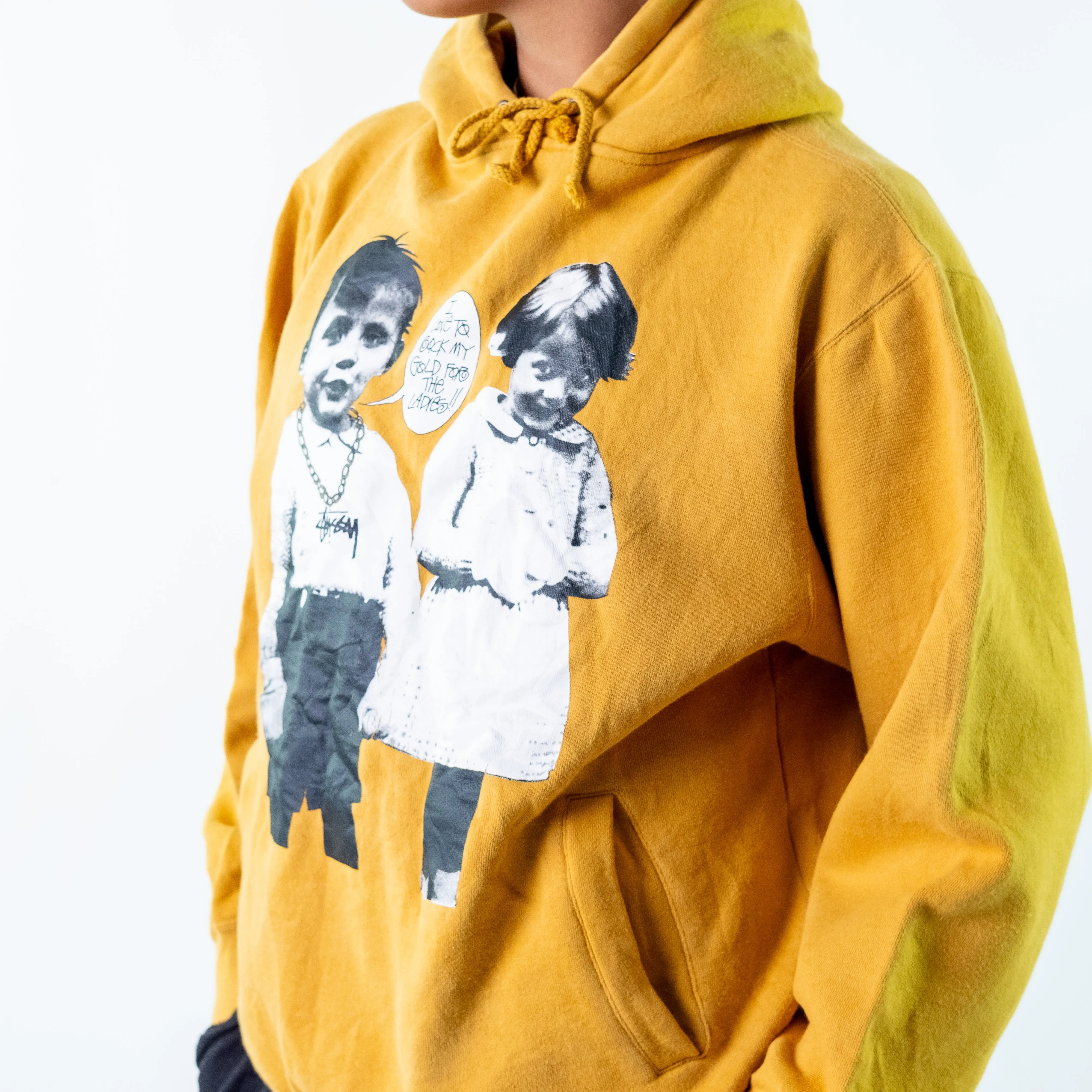 Mustard Yellow 90s Stüssy Hoodie (L)