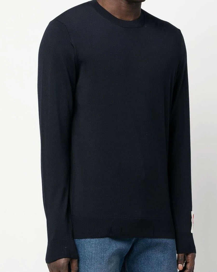 Navy Wool Crewneck Sweater