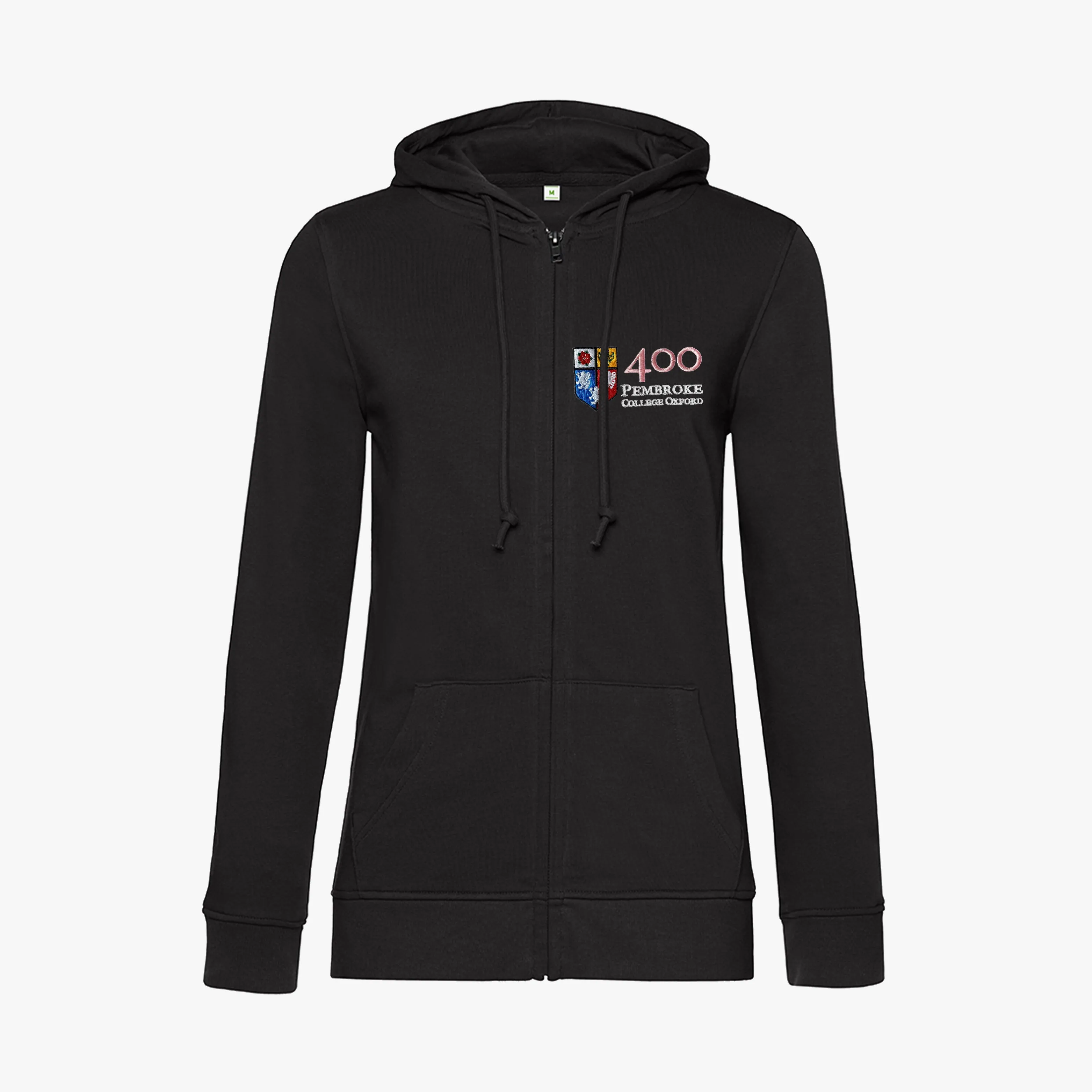 OUTLET Pembroke 400th Anniversary Organic Ladies Zip Hoodie Black Medium